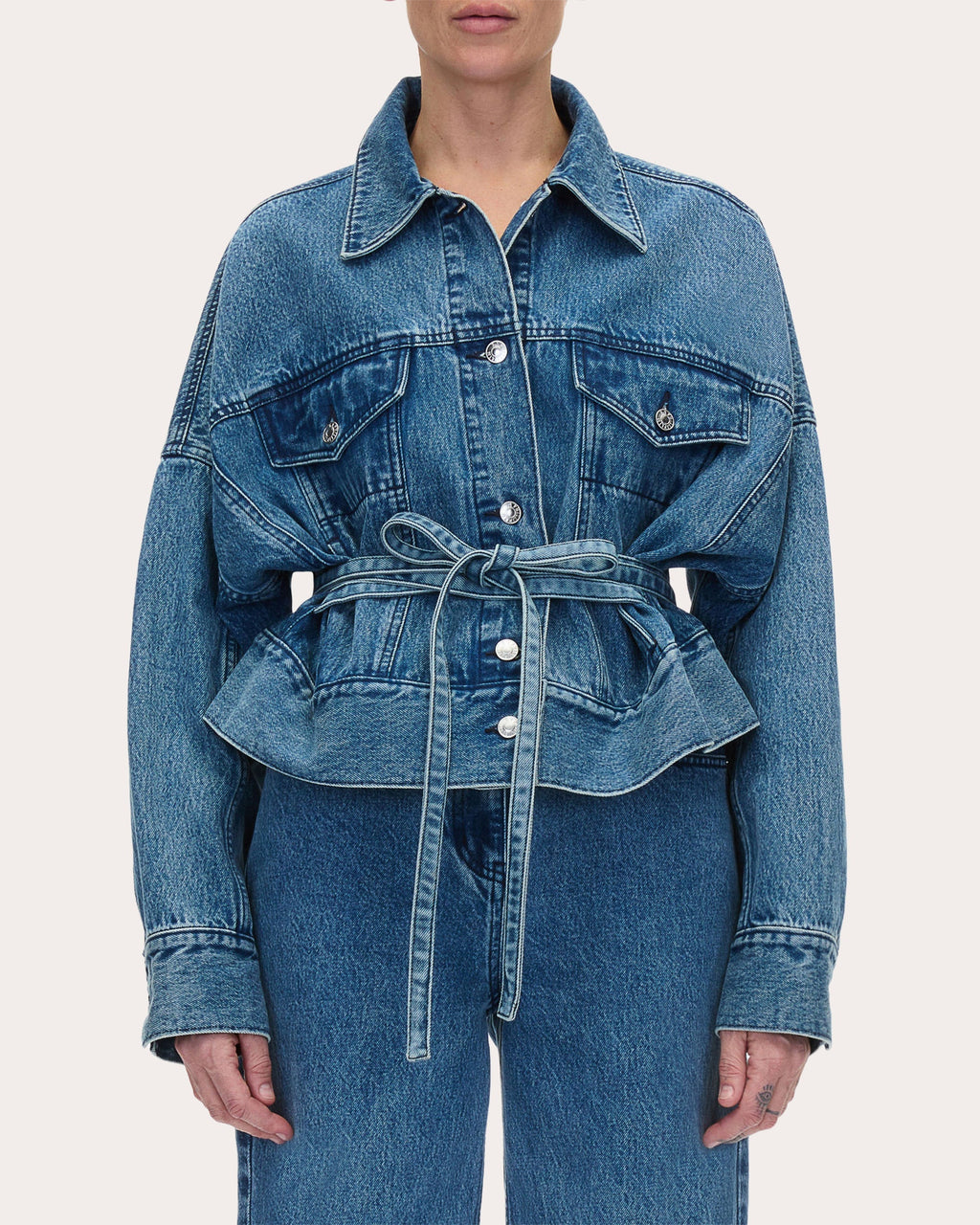 Belted Oversized Denim Jacket