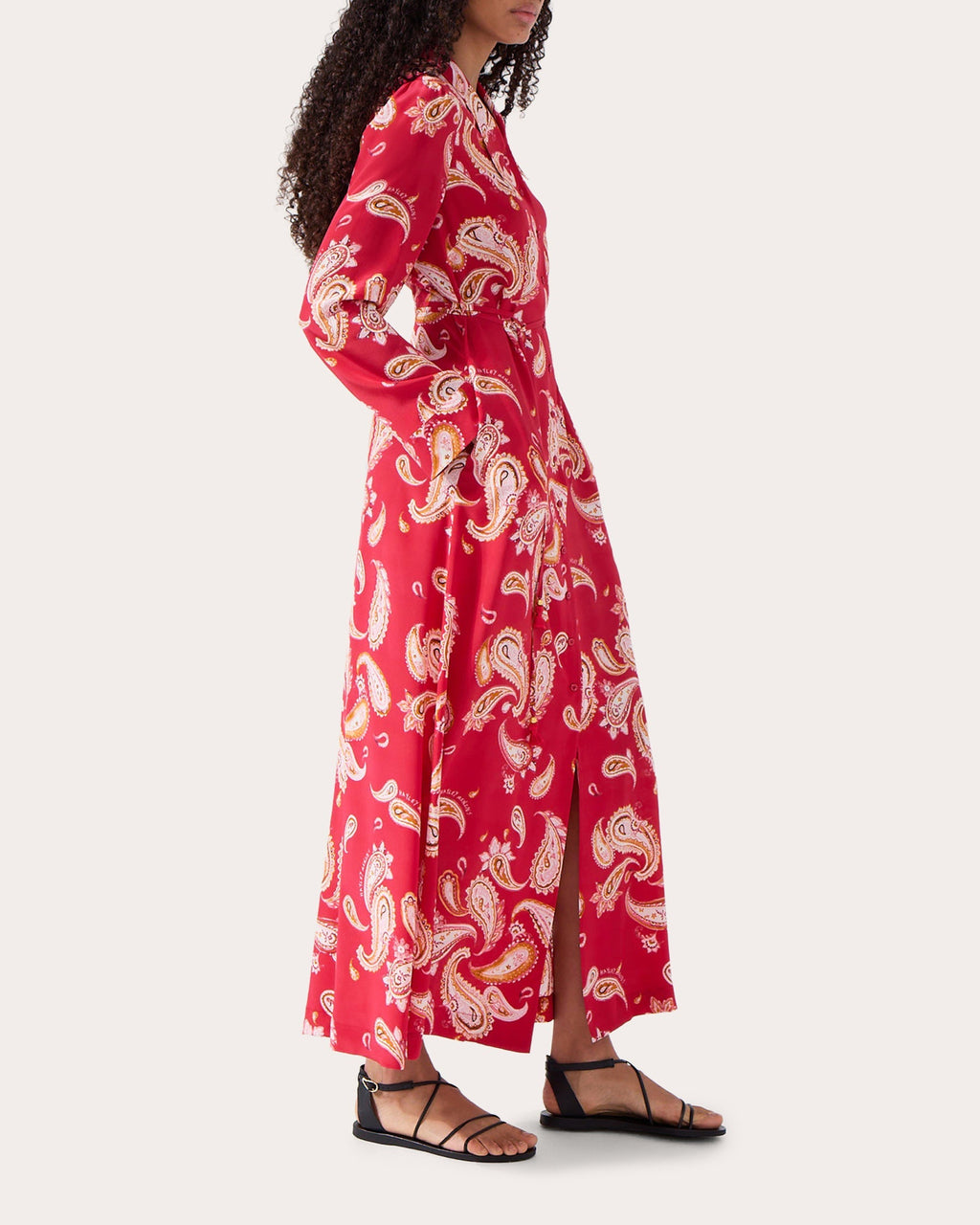 Jimi Paisley-Print Silk Midi Shirt Dress