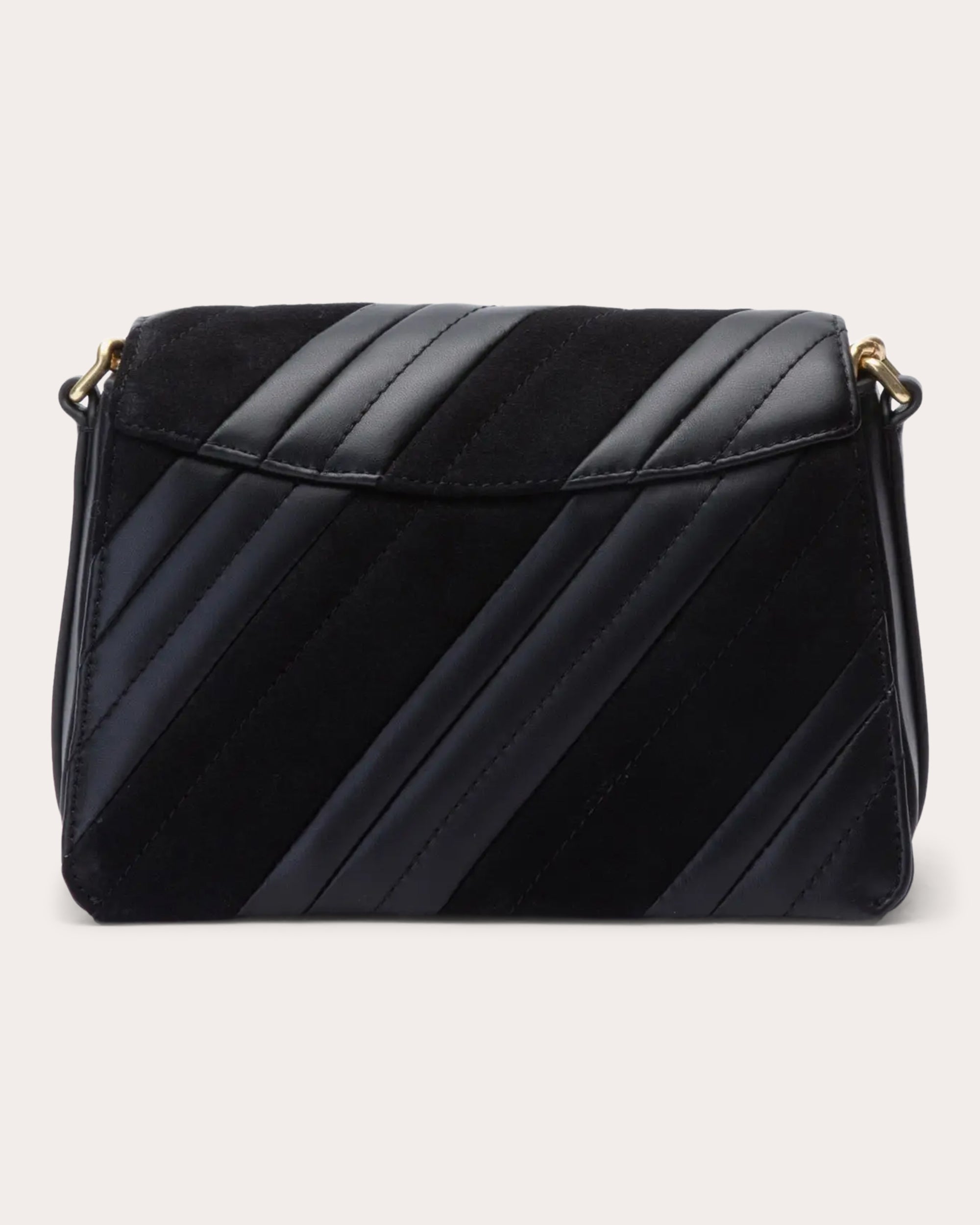 ID Paneled Quilted Leather & Suede Shoulder Bag