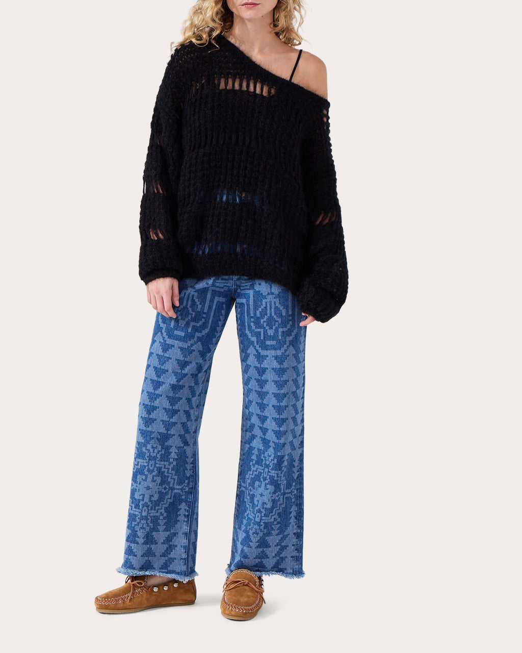 Gwen Open-Knit Mohair Blend Sweater
