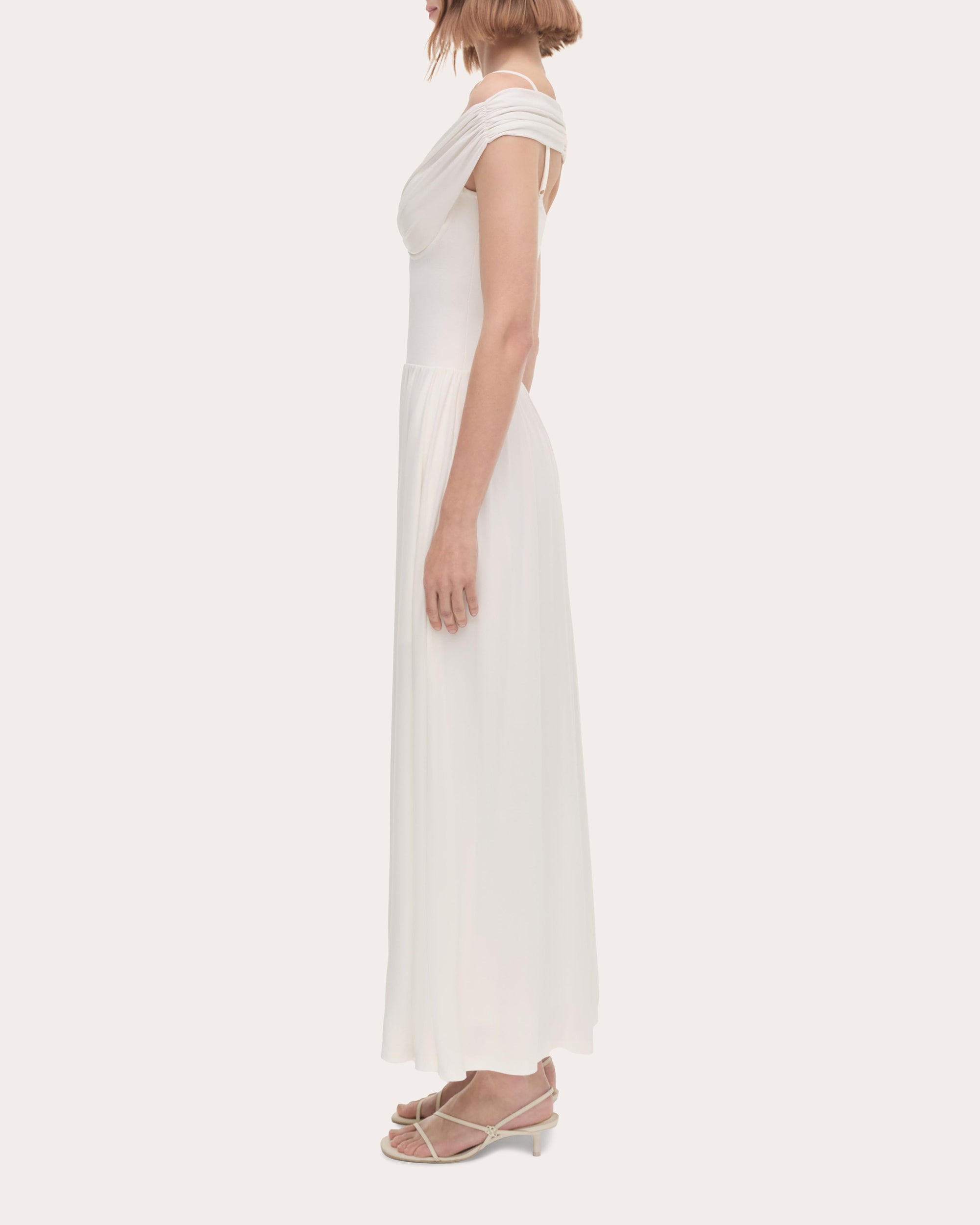 Amarantha Pleated Jersey Knit Off-Shoulder Dress