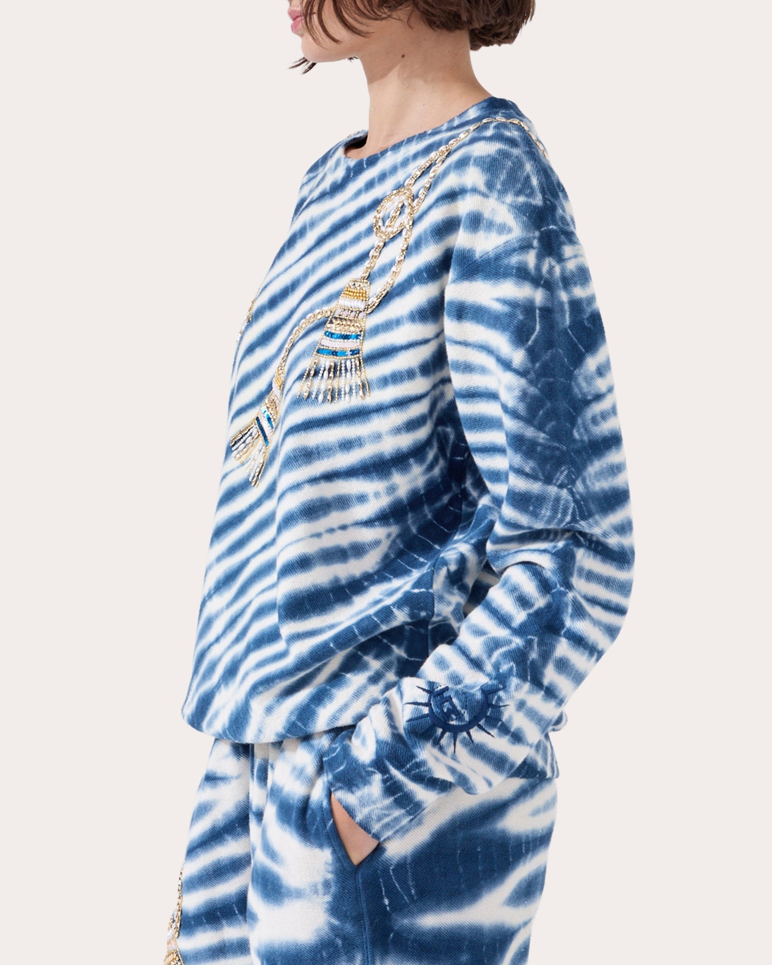 Janis Embellished Printed Cotton Sweatshirt