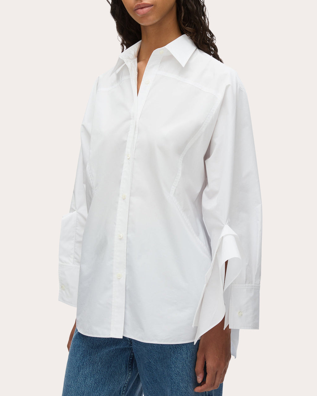 Oversized Ruffle-Trimmed Cotton Blend Shirt
