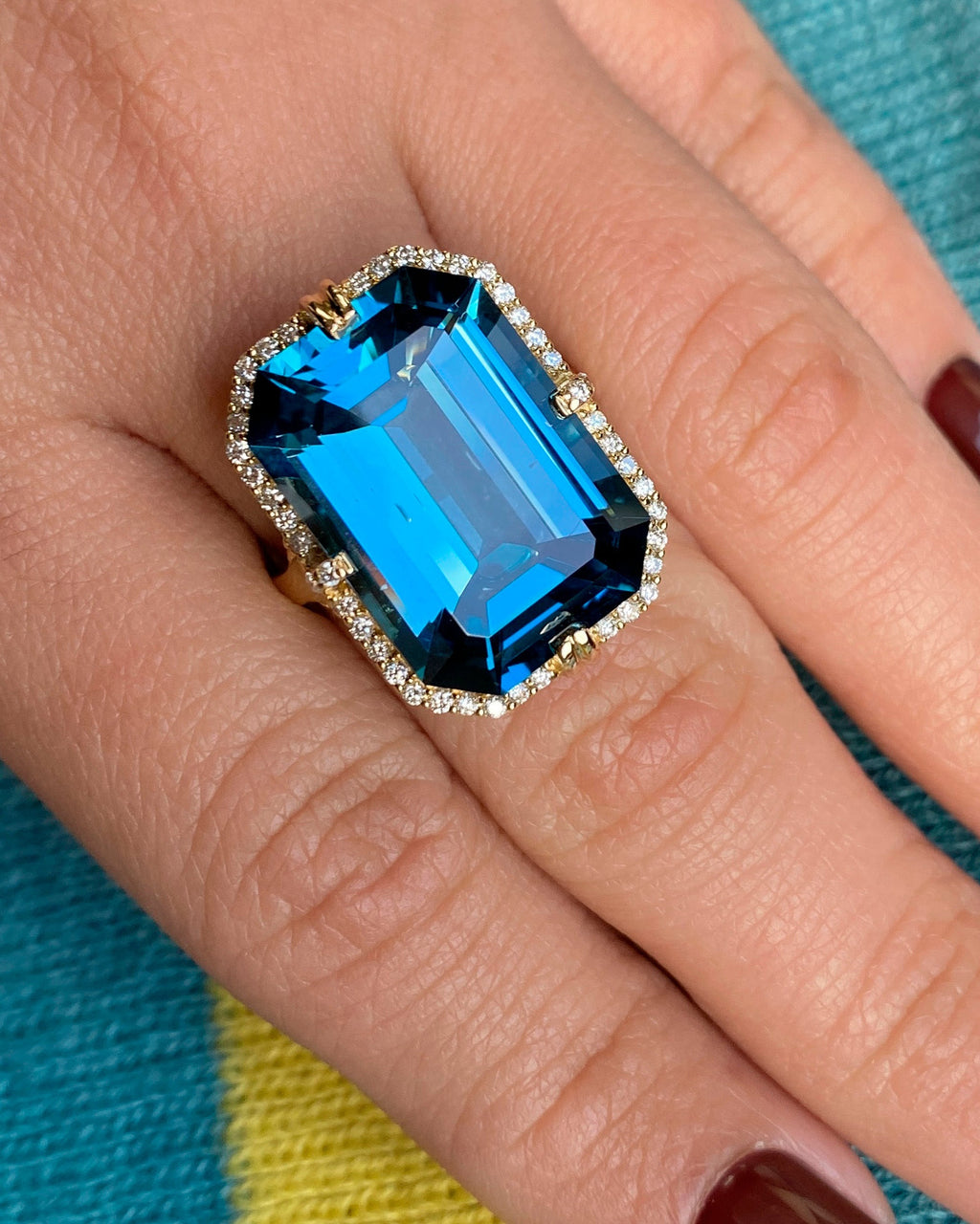 Gossip Emerald-Cut  Blue Topaz Ring