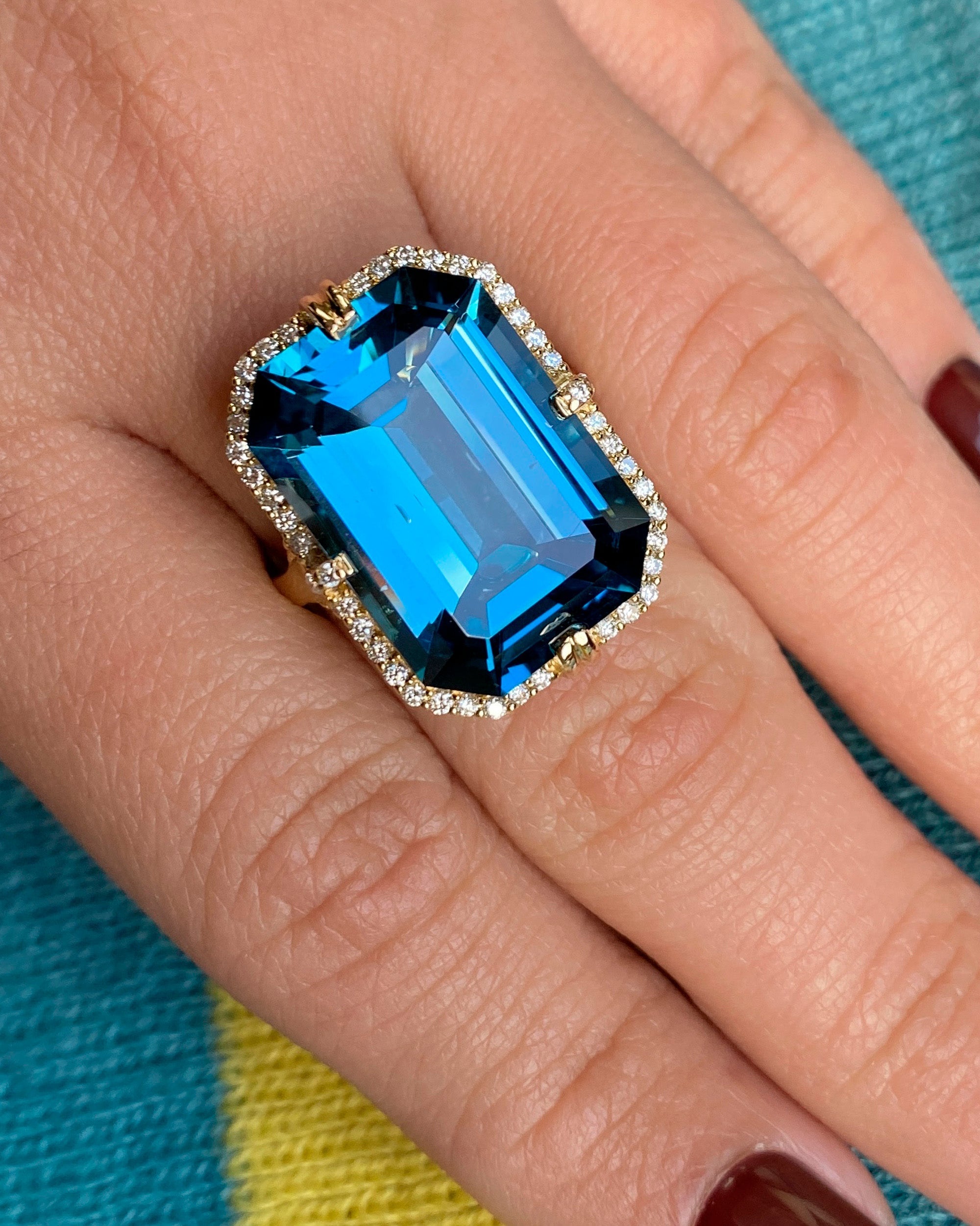 Gossip Emerald-Cut  Blue Topaz Ring