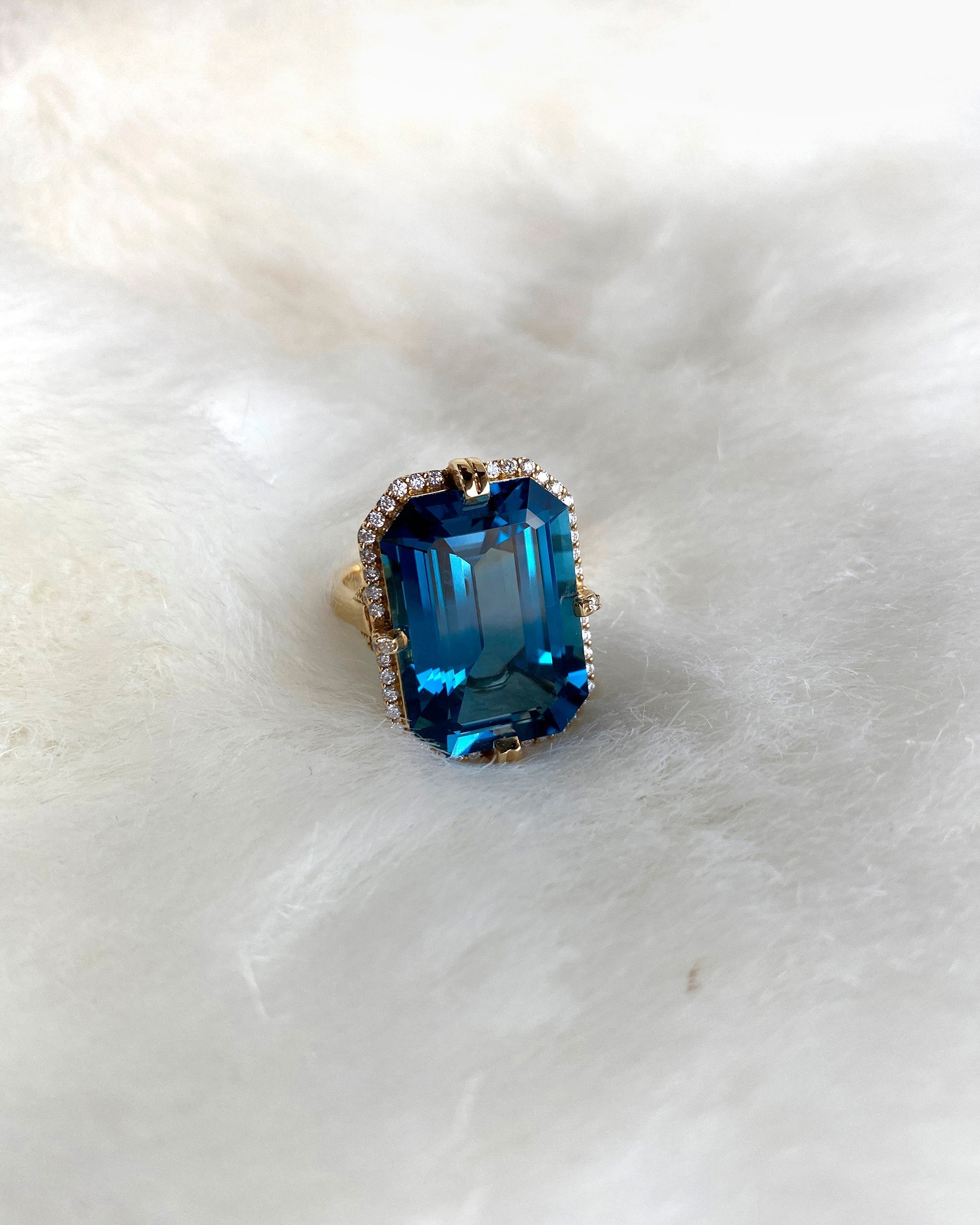 Gossip Emerald-Cut  Blue Topaz Ring