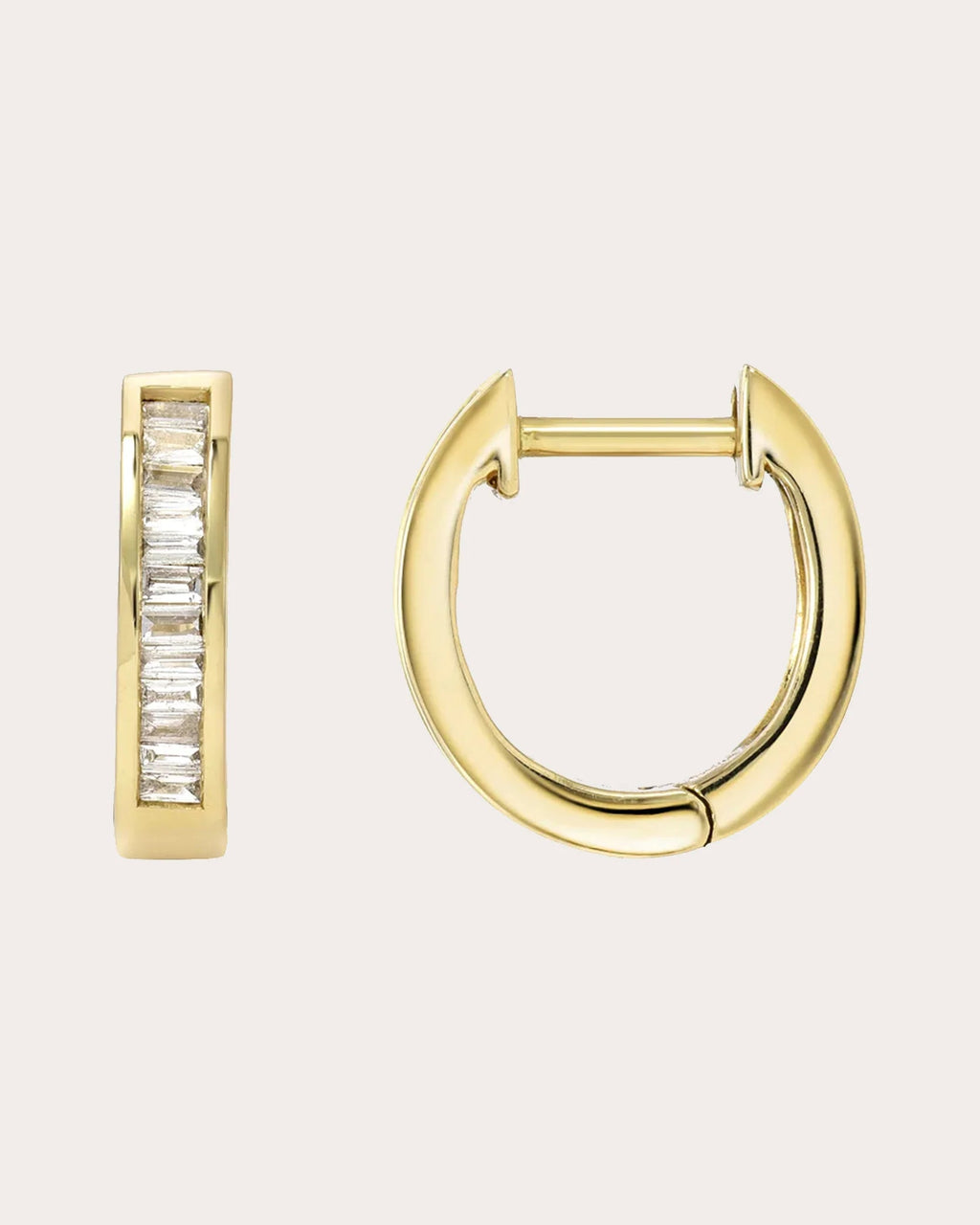 14K Gold Diamond Hoop Earrings