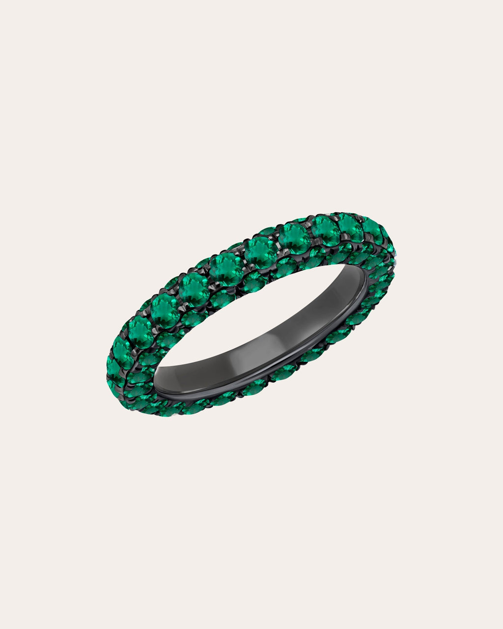 Three-Sided 18K Gold Emerald Band