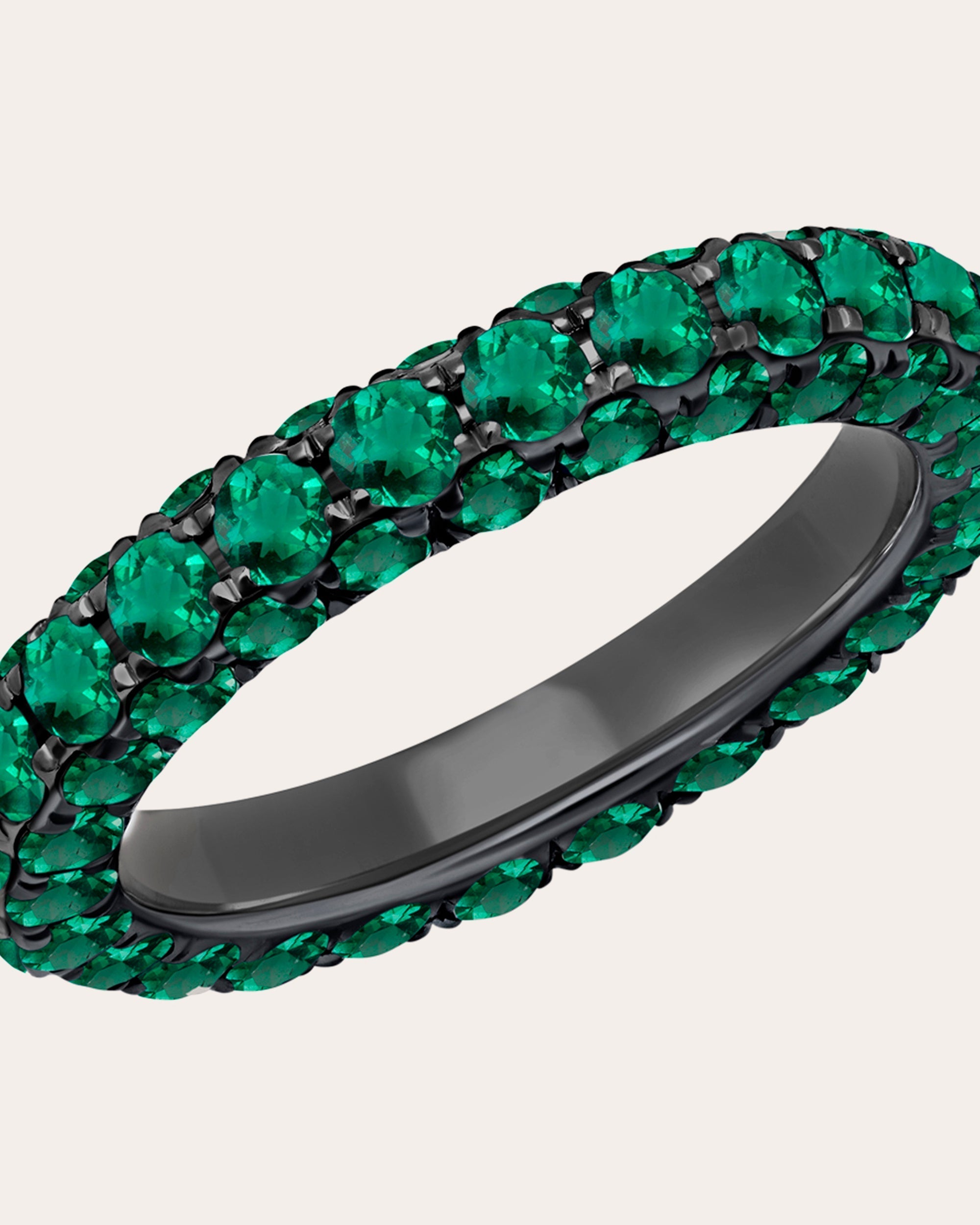 Three-Sided 18K Gold Emerald Band