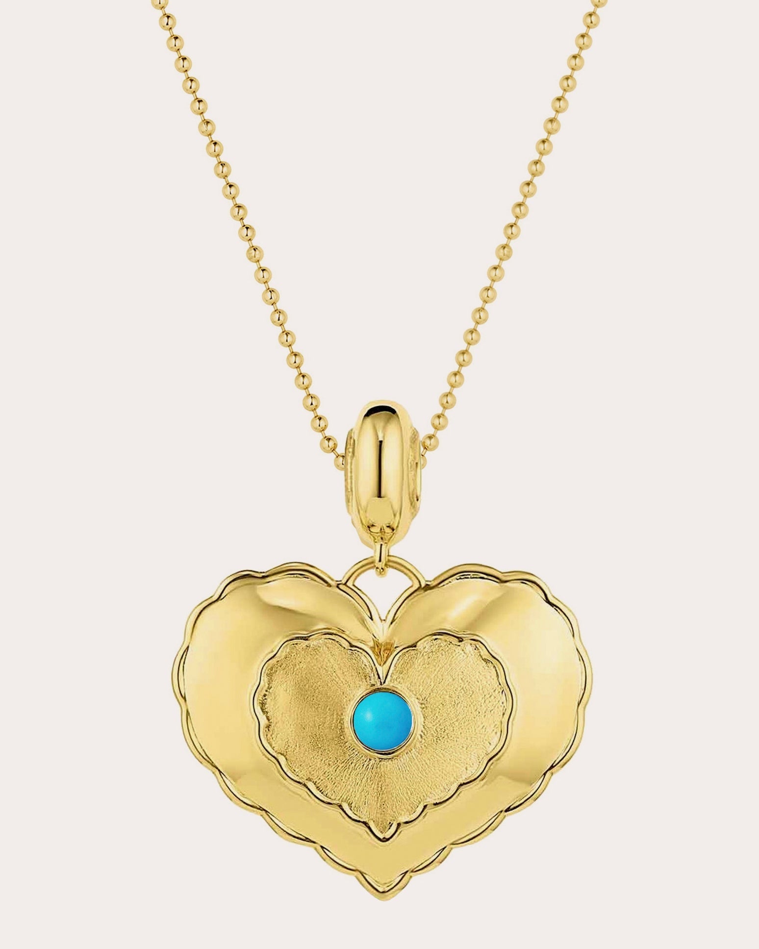 So Wavy 18K Gold Turquoise and Diamond Double-Sided Heart Pendant Necklace