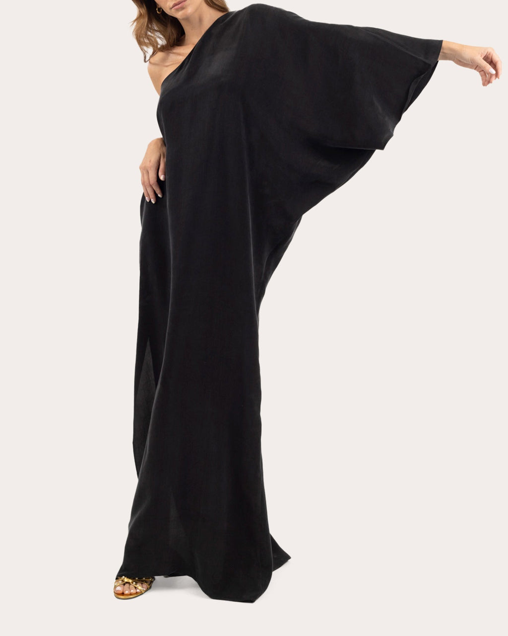 Hera Asymmetric Washed Satin Maxi Dress