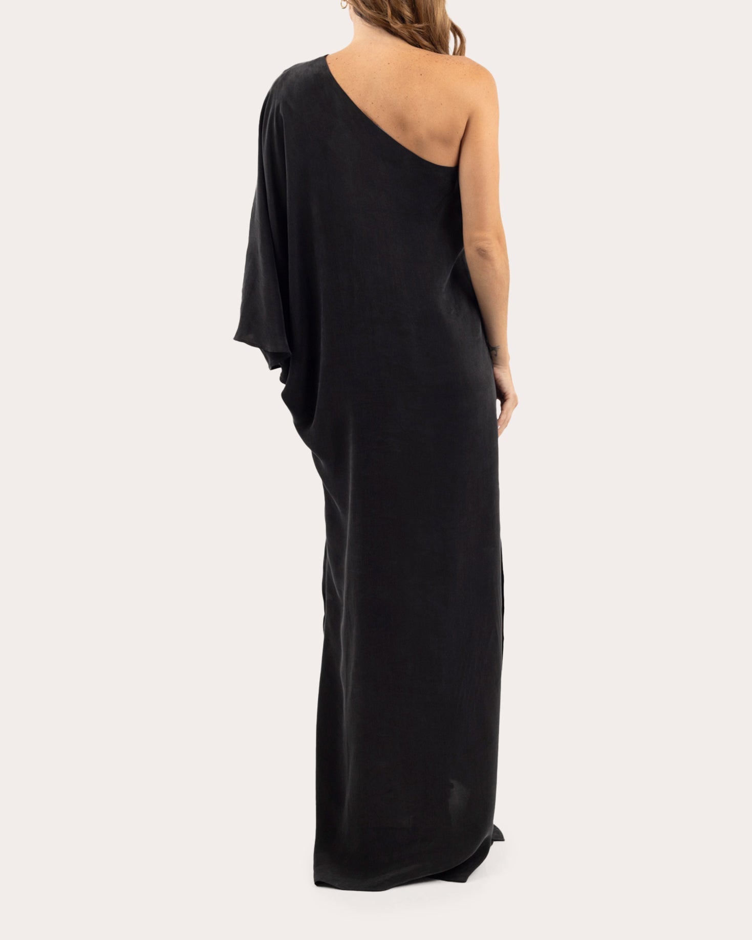 Hera Asymmetric Washed Satin Maxi Dress