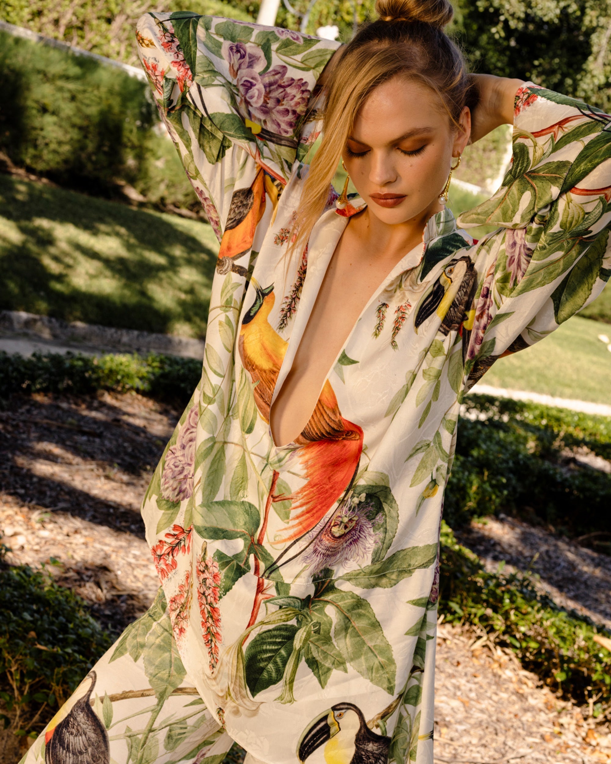 Hera Asymmetric Floral Jacquard Tunic