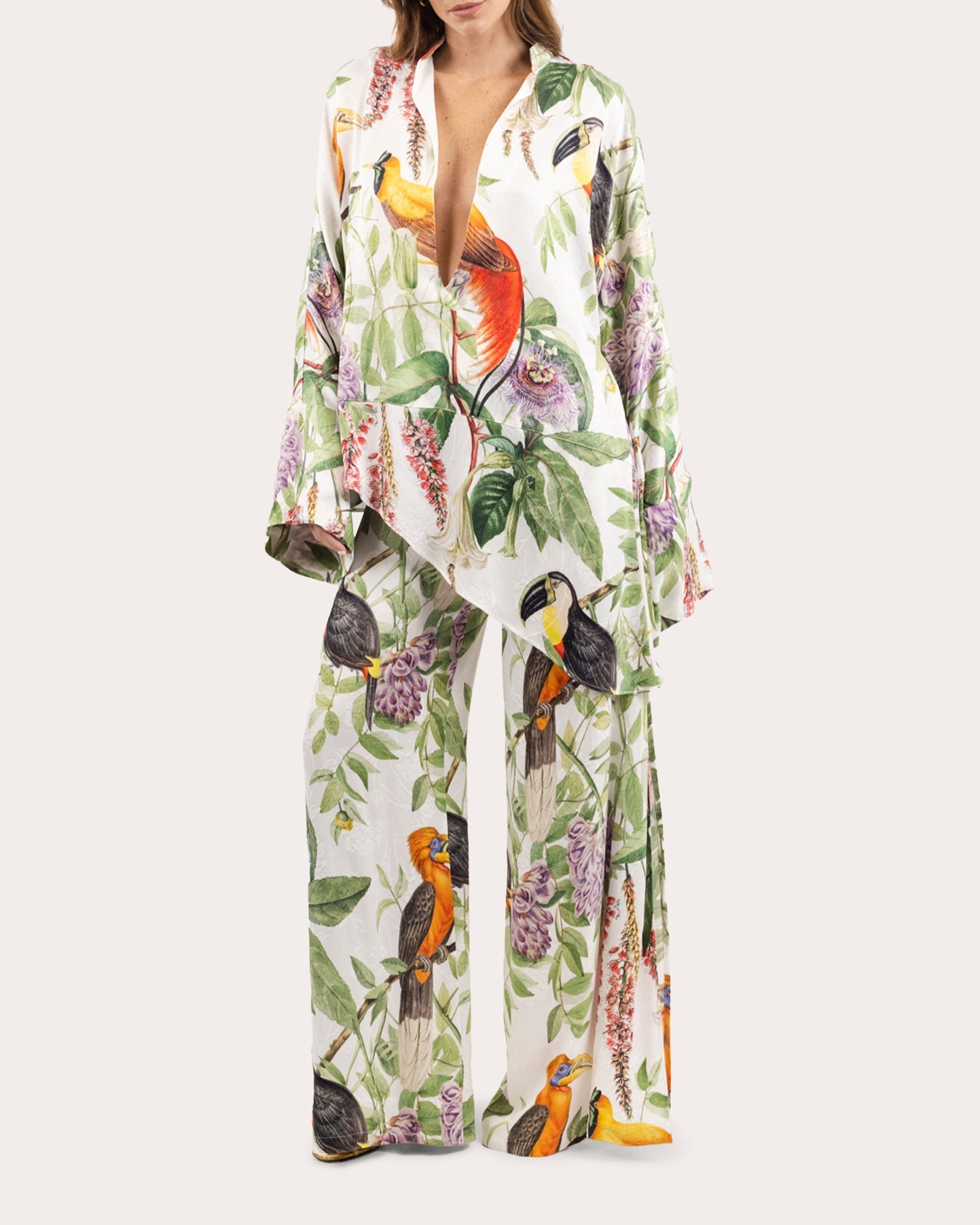 Hera Asymmetric Floral Jacquard Tunic