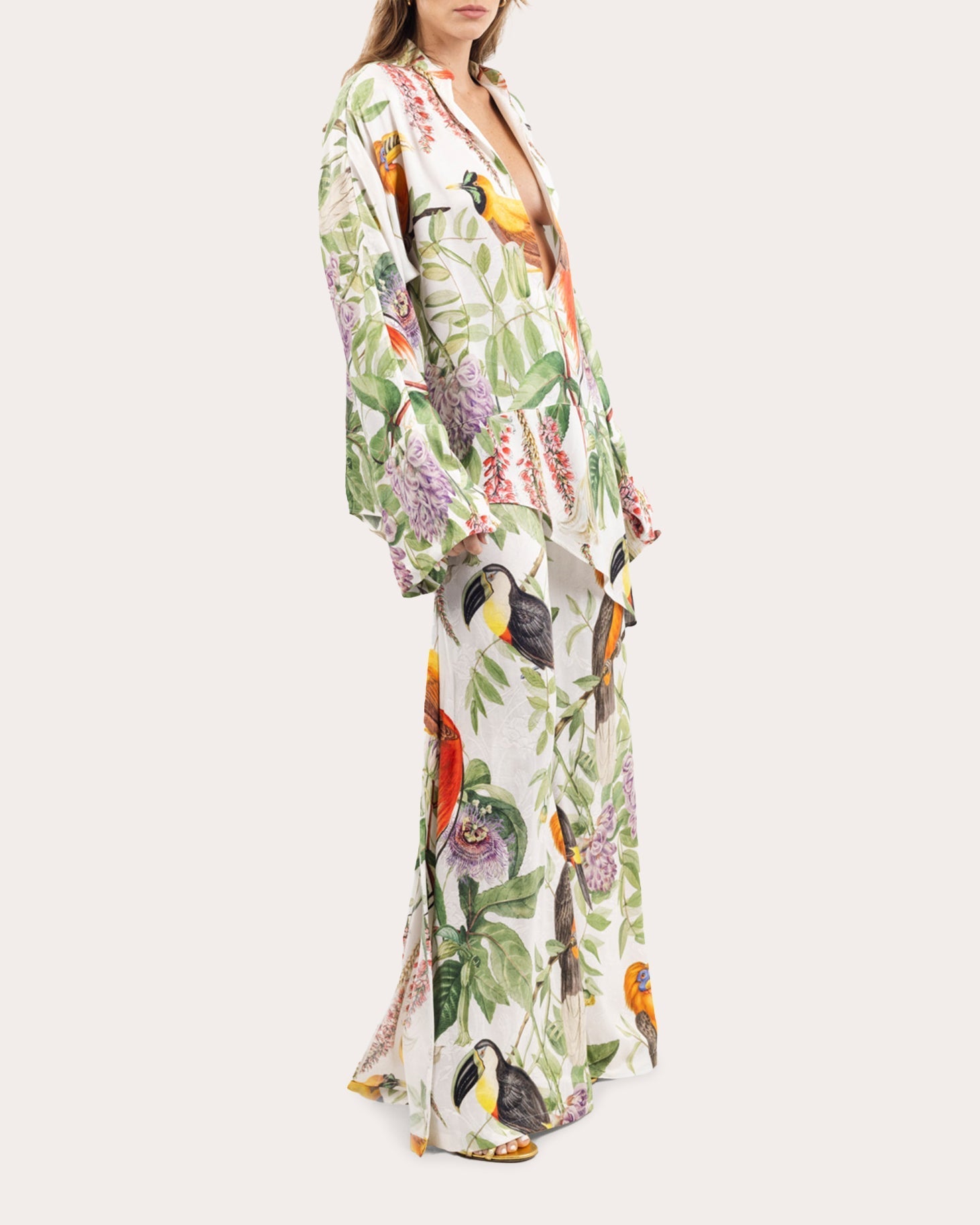 Hera Asymmetric Floral Jacquard Tunic
