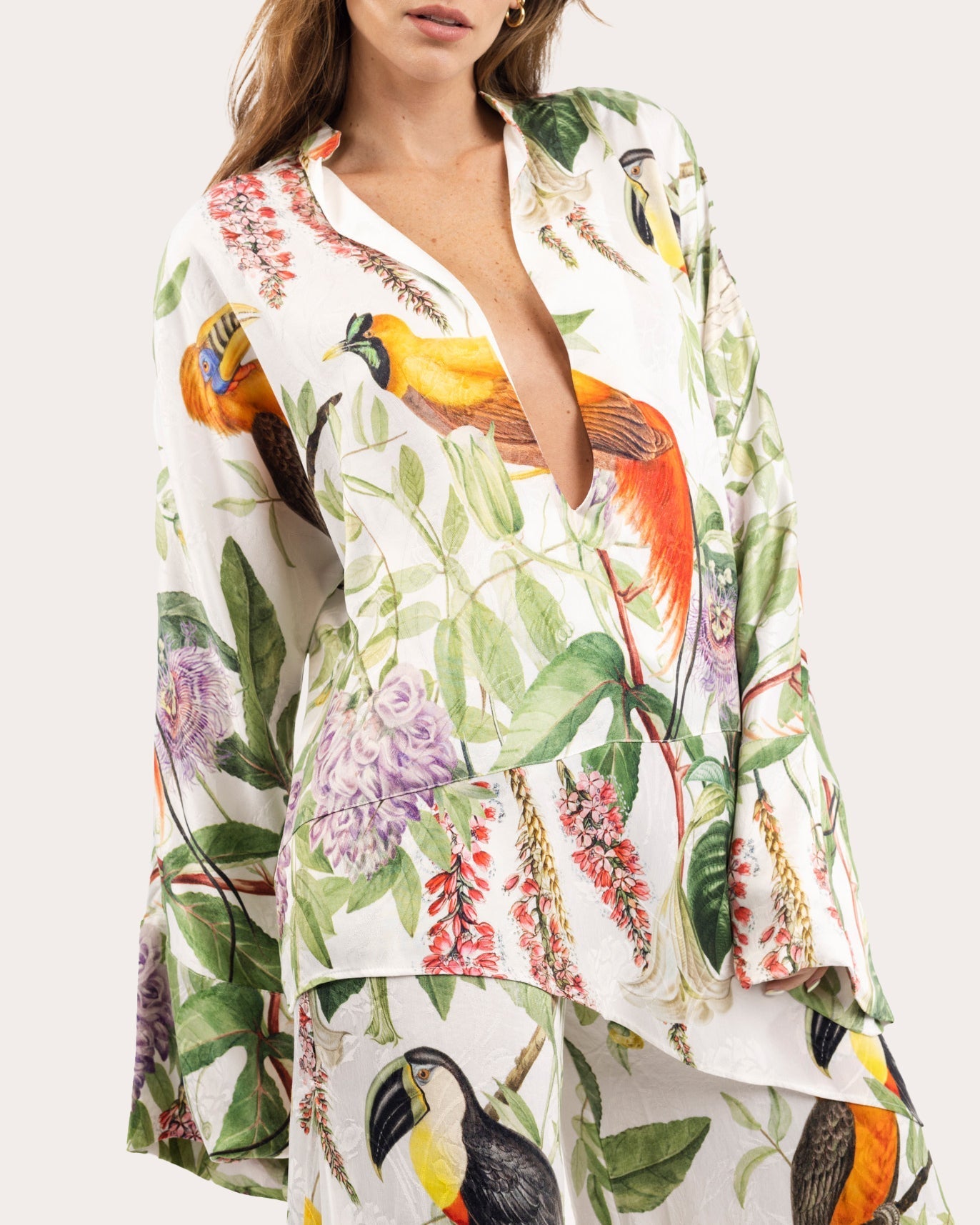 Hera Asymmetric Floral Jacquard Tunic
