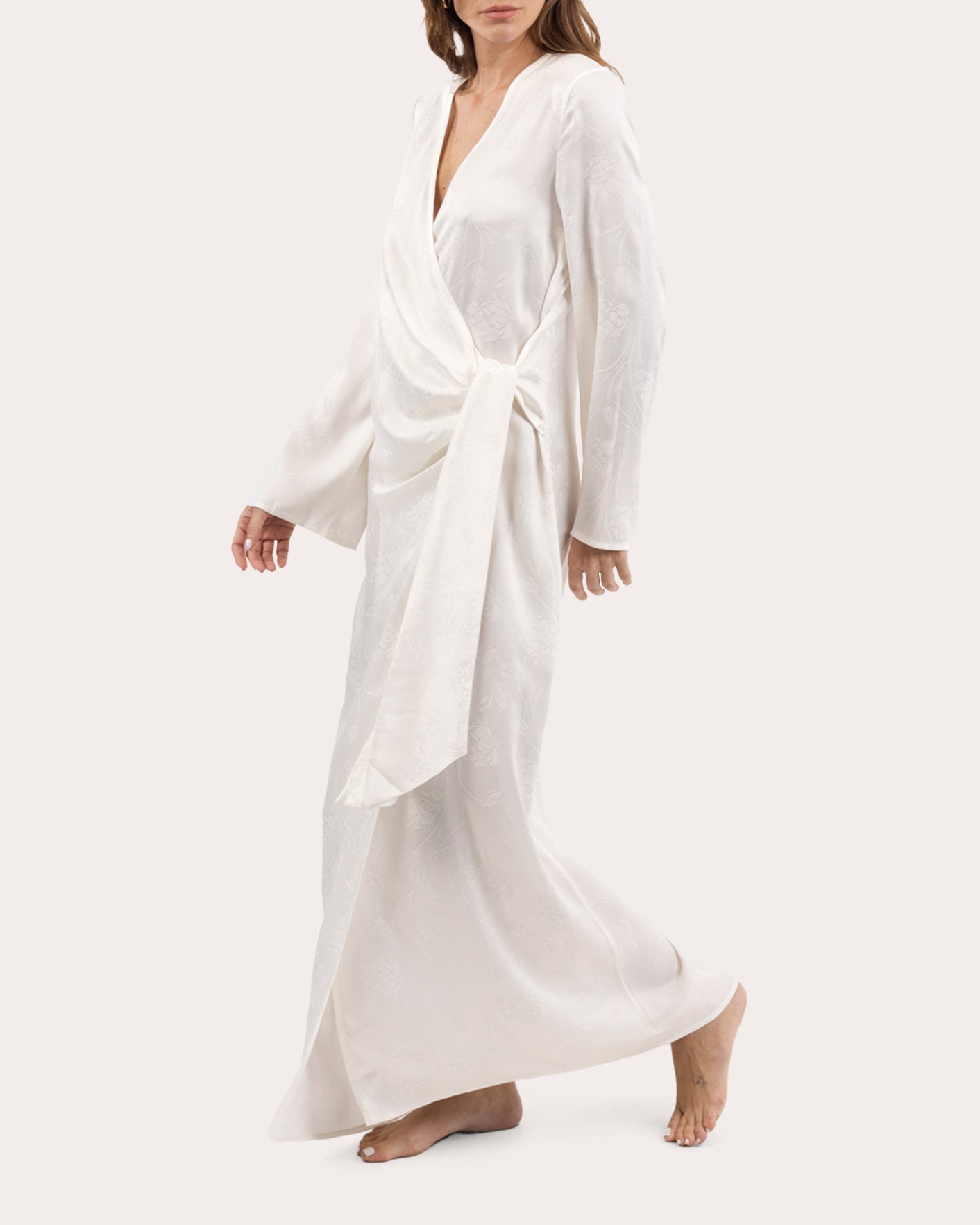 Hera Floral Jacquard Maxi Wrap Dress