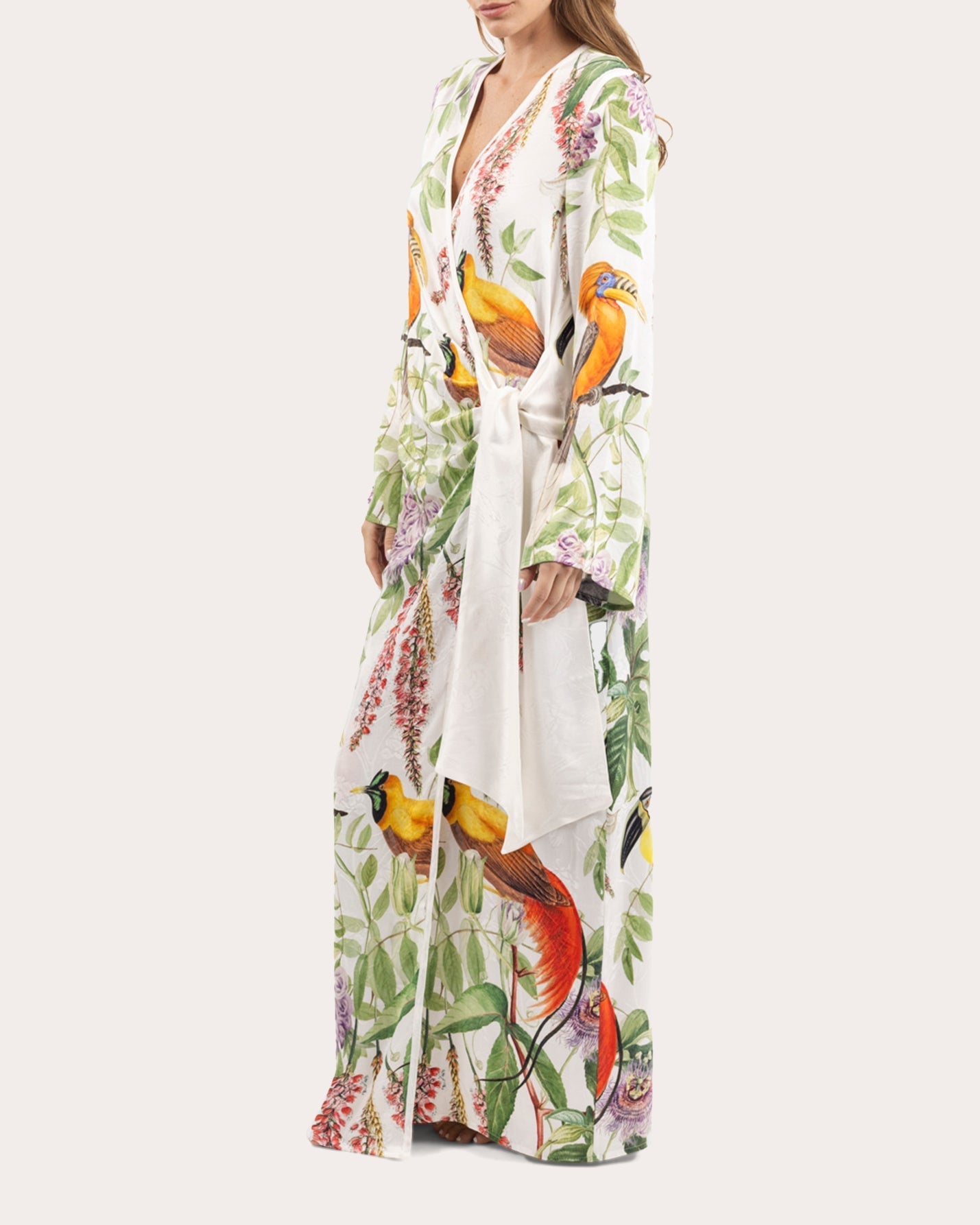 Hera Floral Jacquard Maxi Wrap Dress