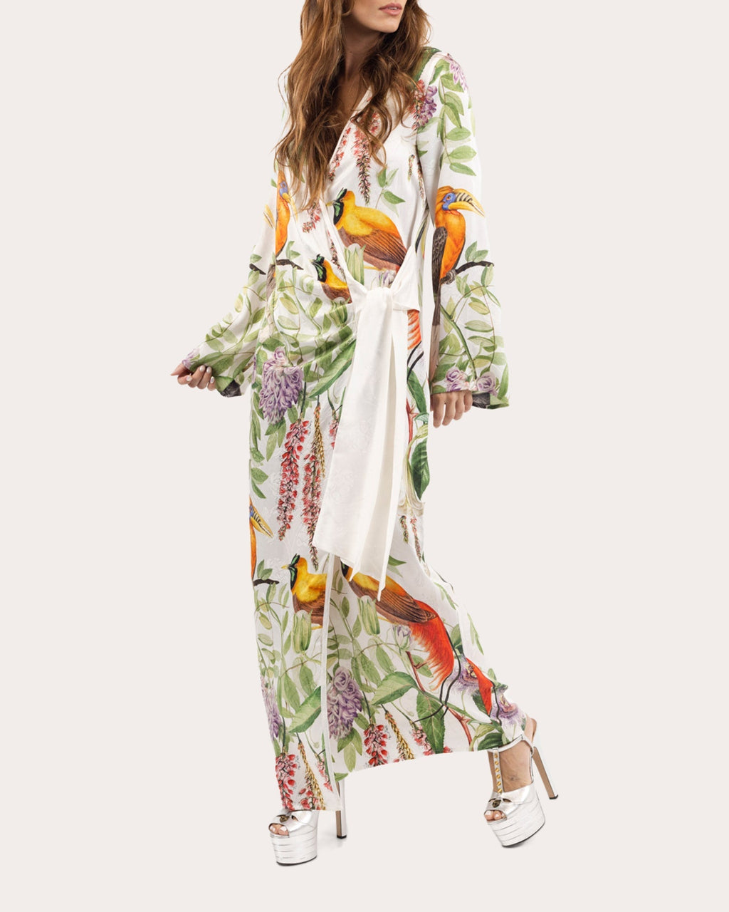 Hera Floral Jacquard Maxi Wrap Dress
