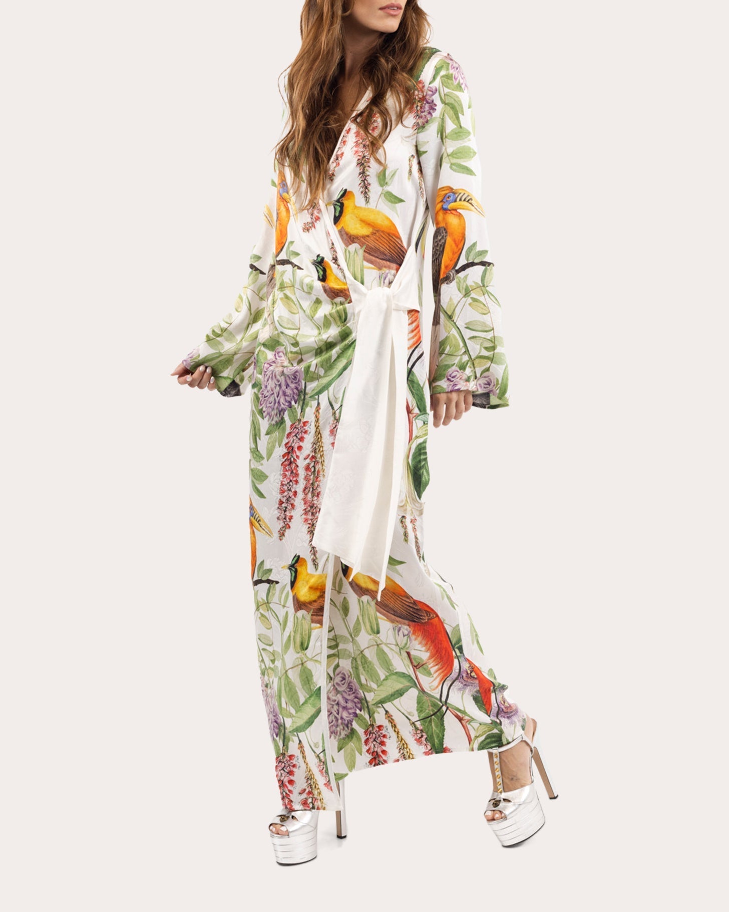 Hera Floral Jacquard Maxi Wrap Dress