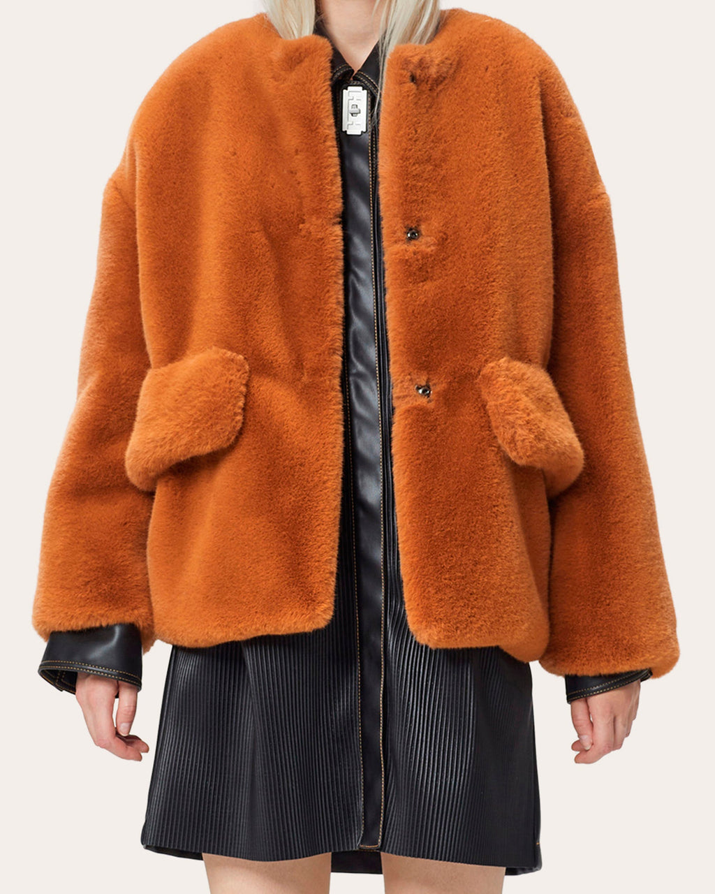 Collarless Teddy Coat