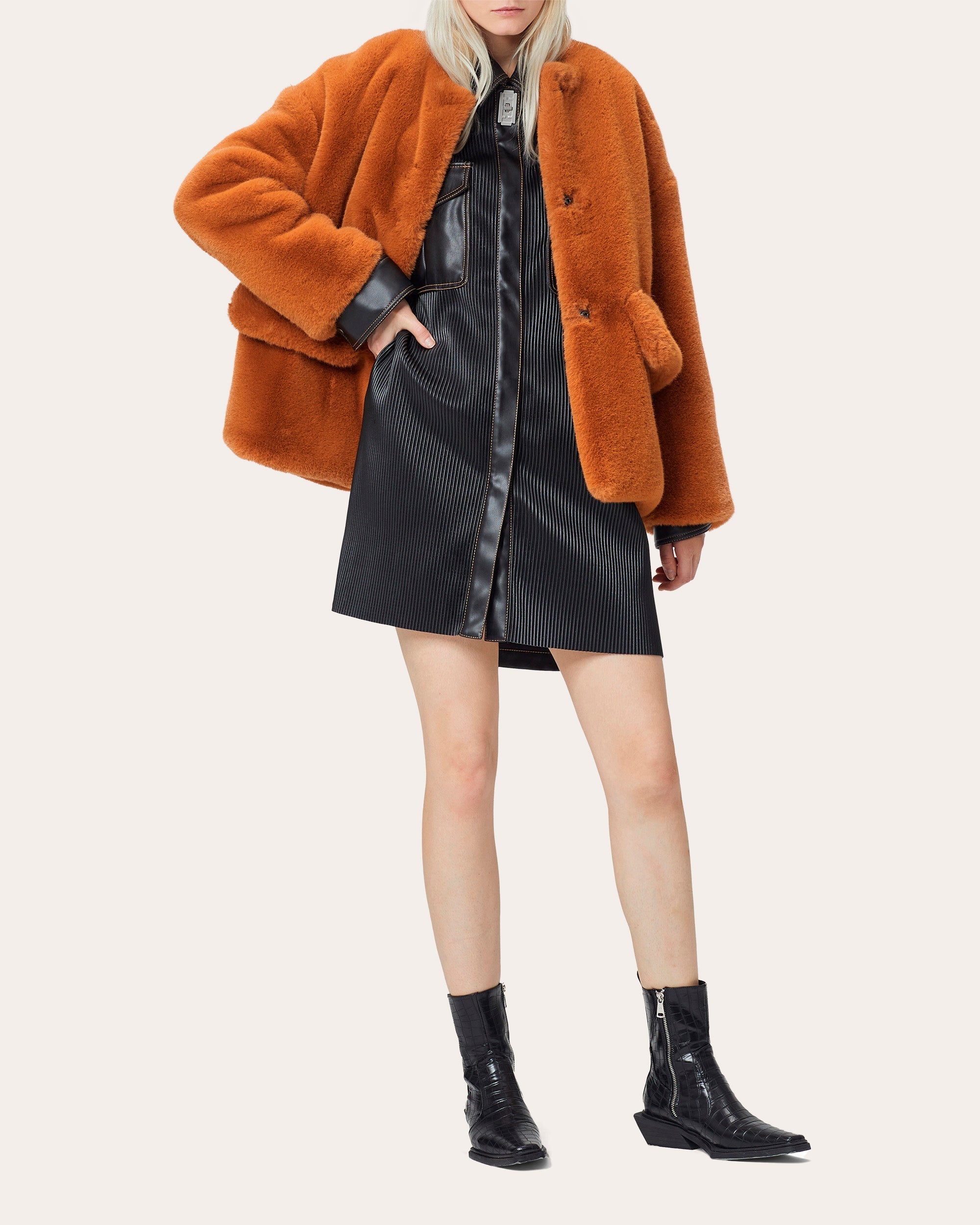 Collarless Teddy Coat