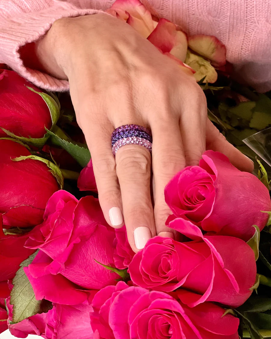 Three-Sided 18K Gold Rhodolite Ring
