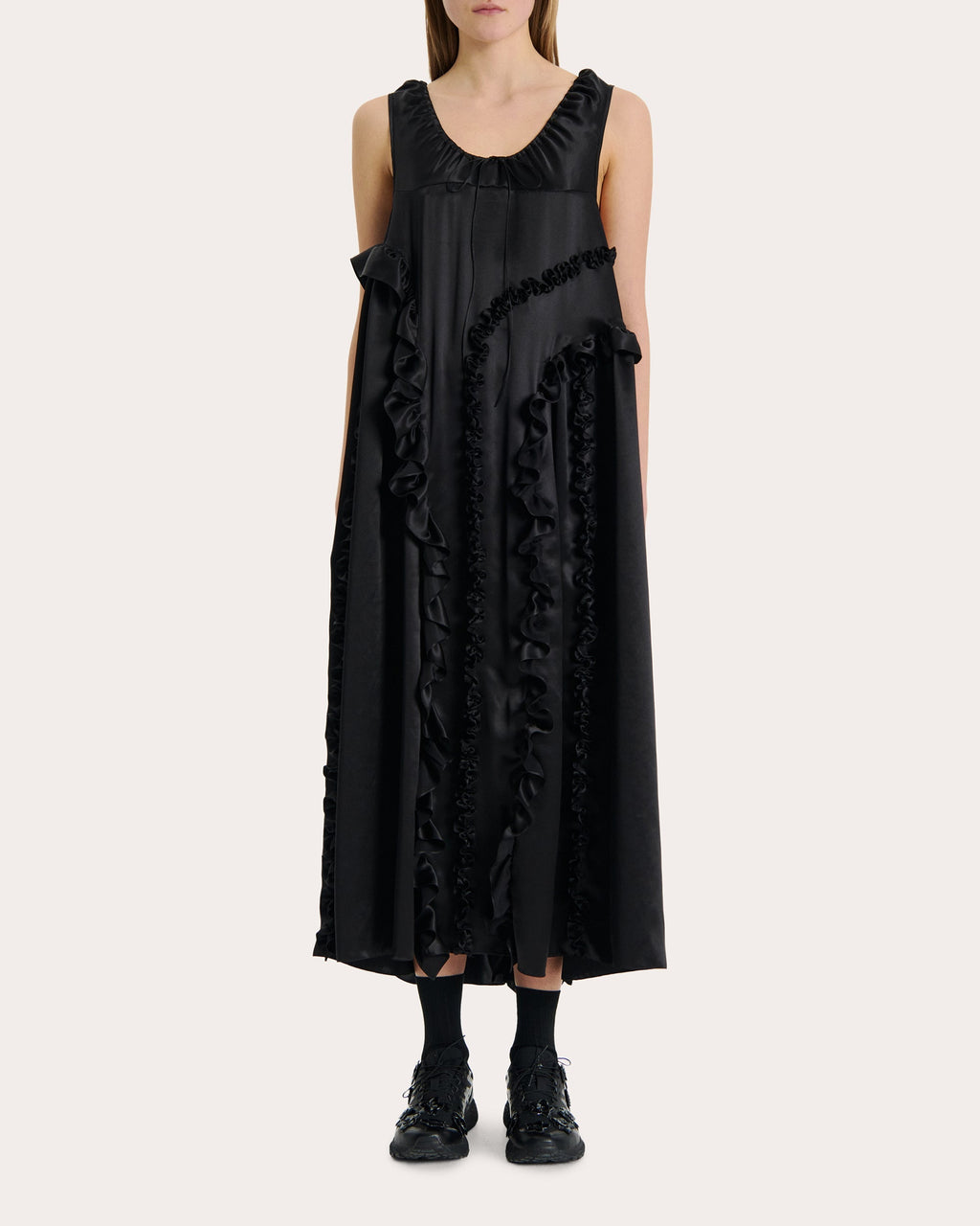 Opal Ruffled Silk-Satin Midi Dress