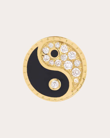 Yin Yang 18K Gold Lacquer and Lab-Grown Diamond Single Earring