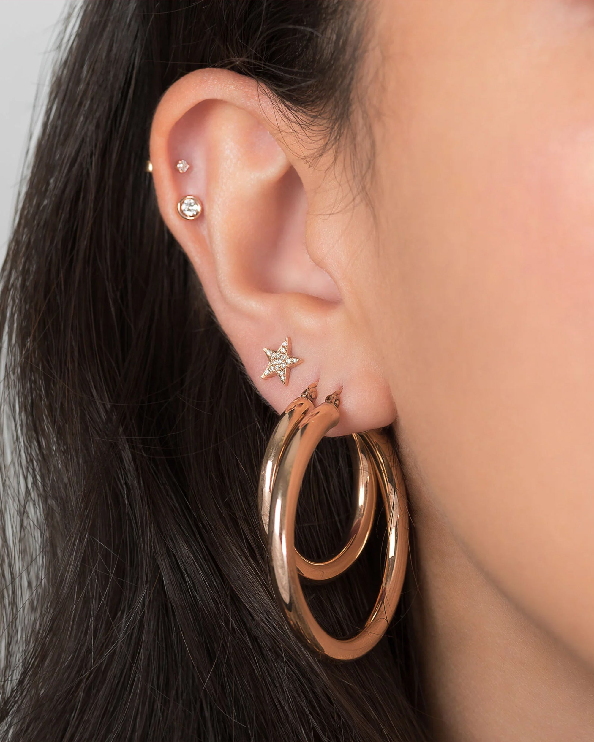 14K Gold Medium Hoop Earrings