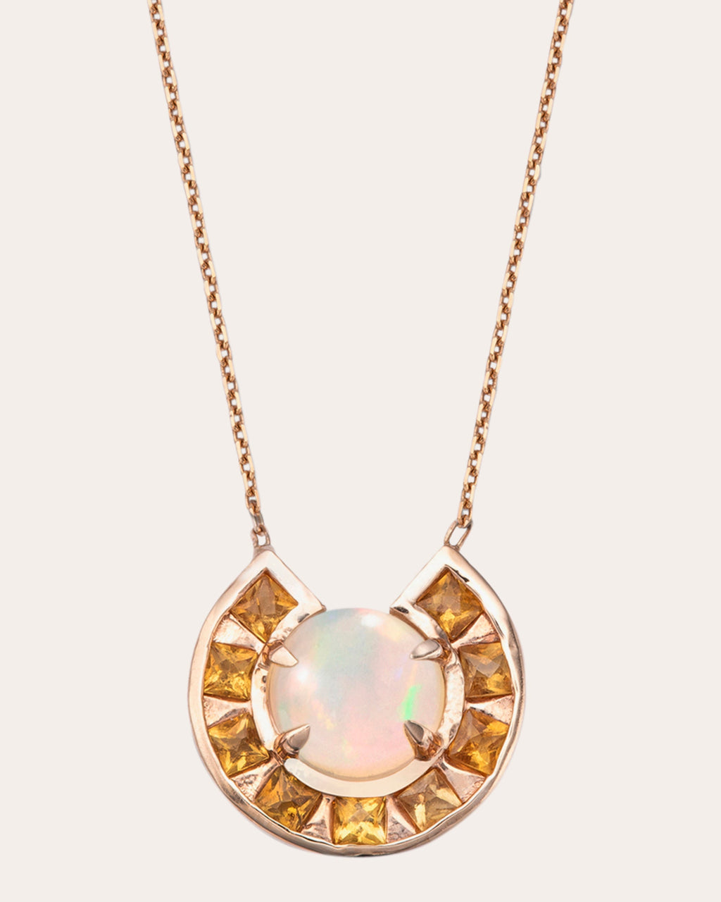 Moon 14K Gold Citrine and Opal Pendant Necklace