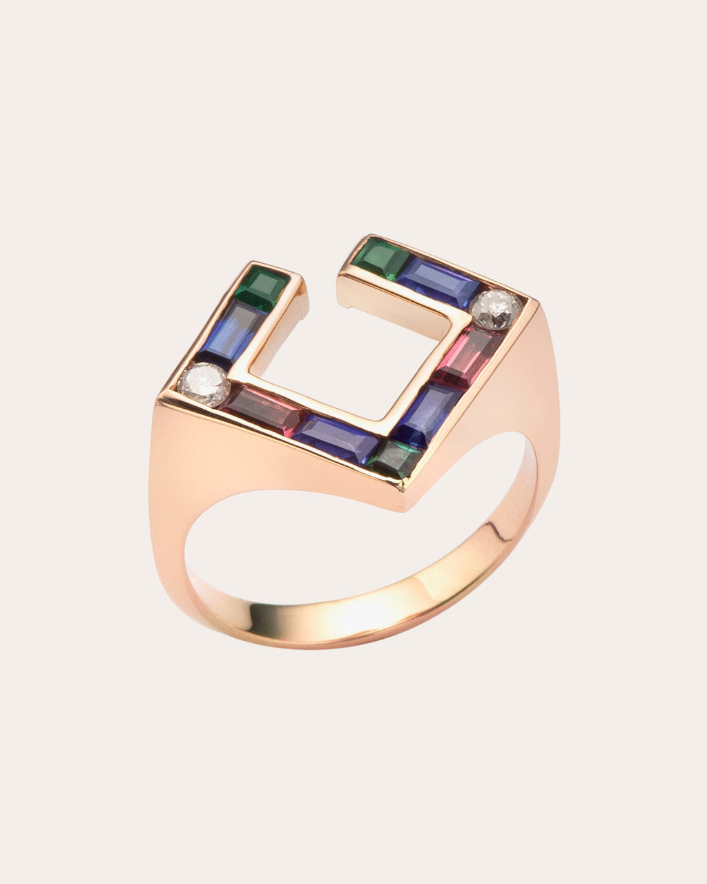 14K Gold Multi-Stone Open Ring