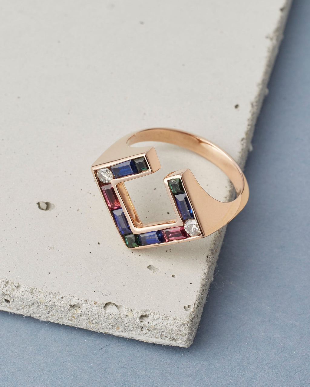 14K Gold Multi-Stone Open Ring
