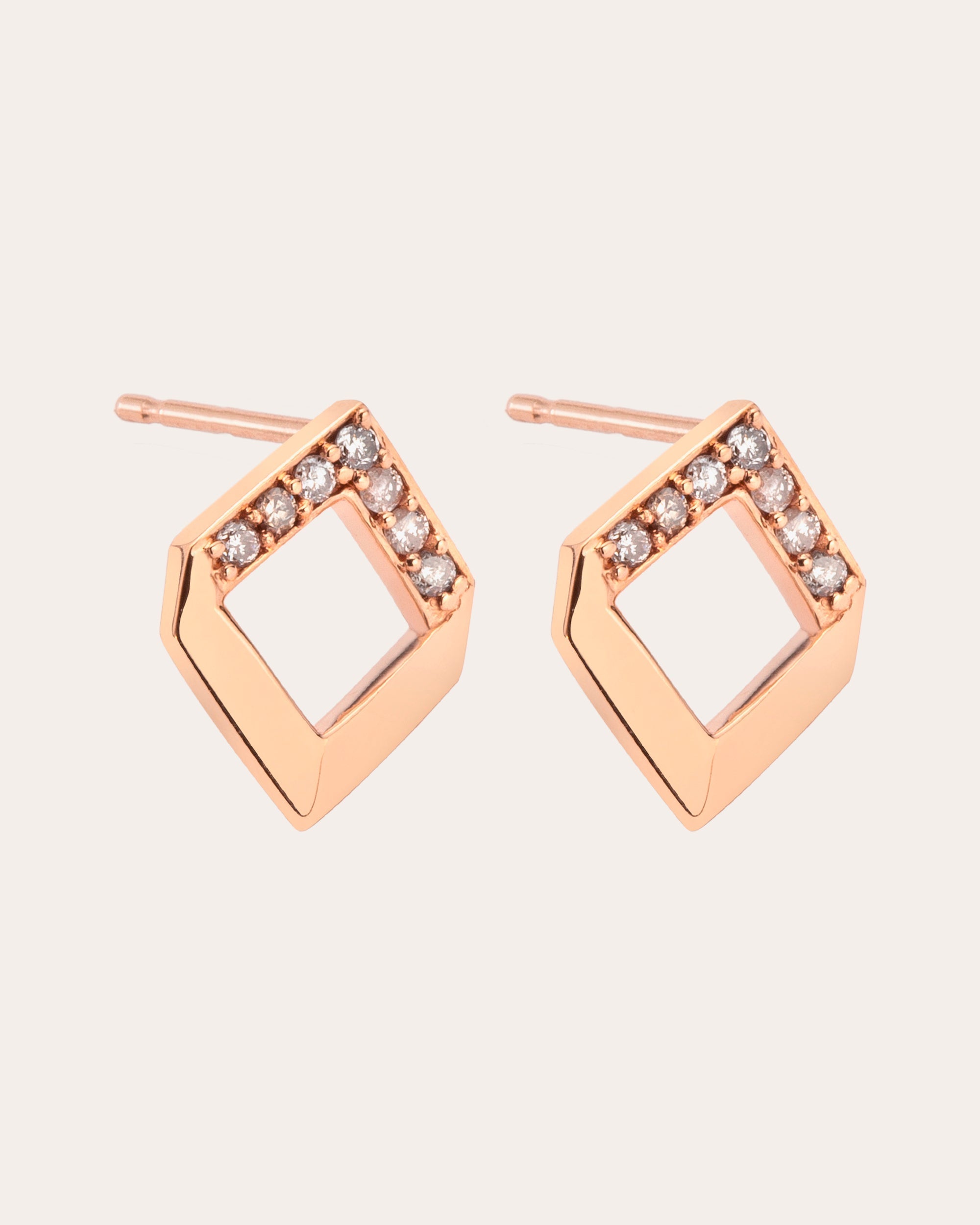 Chevron 14K Gold Diamond Earrings