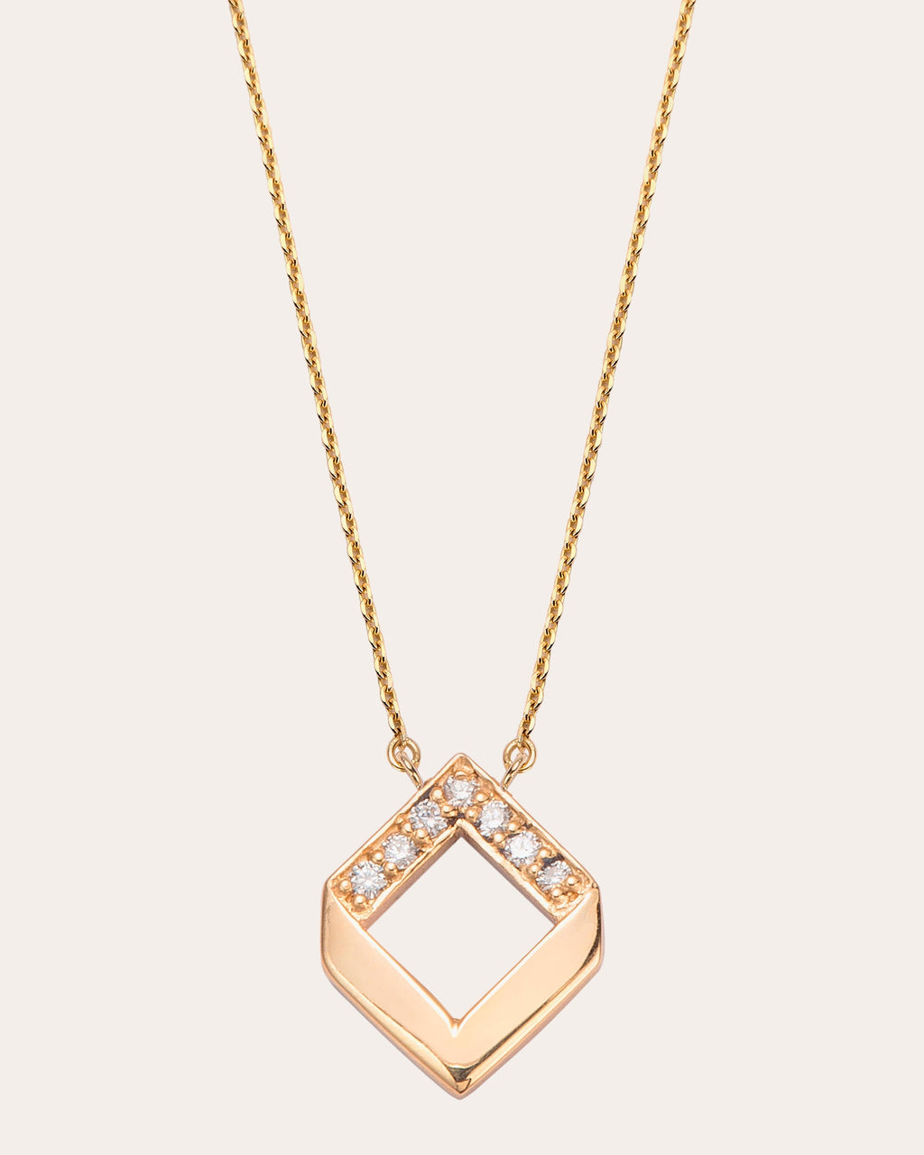 Chevron 14K Gold Diamond Pendant Necklace