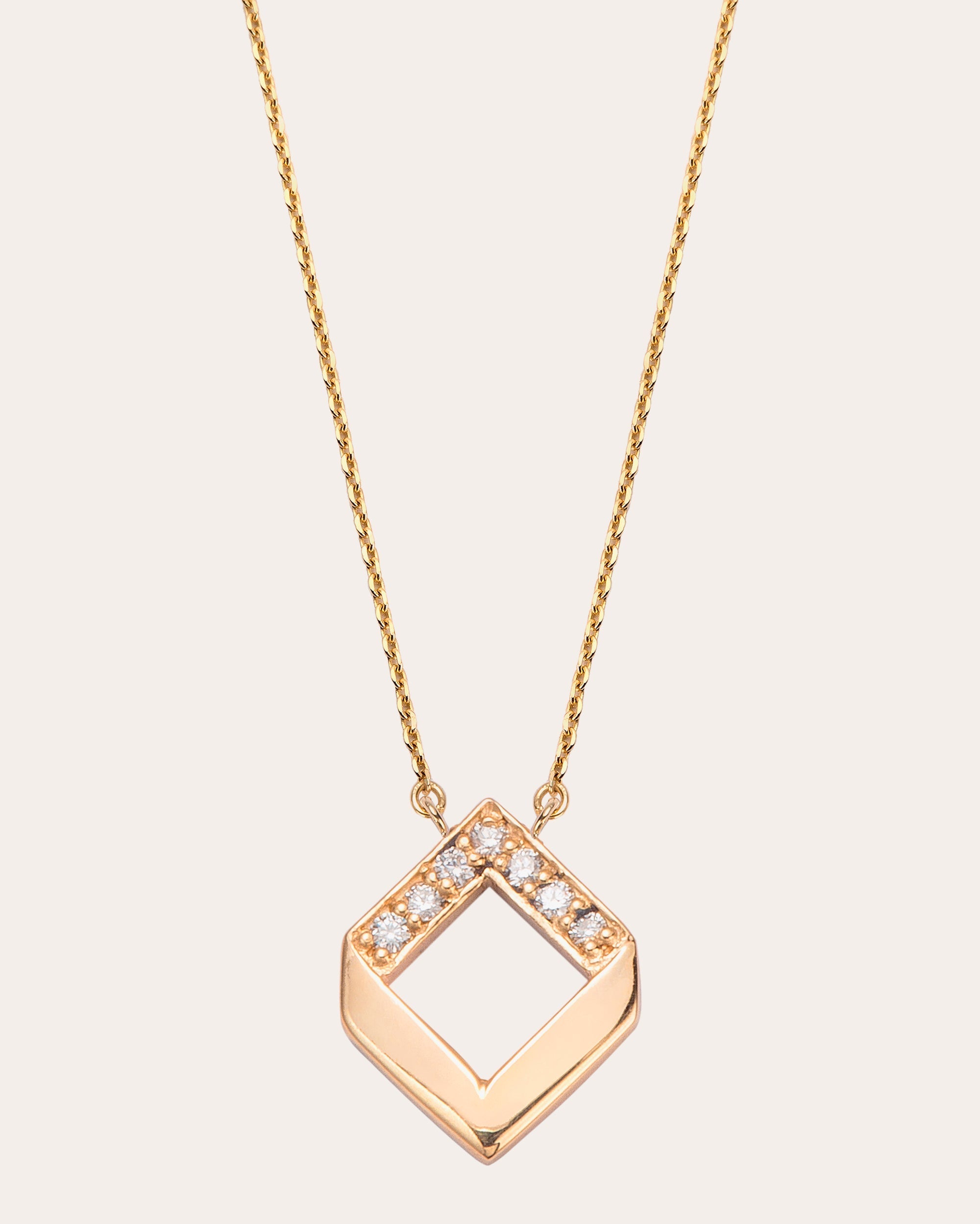 Chevron 14K Gold Diamond Pendant Necklace