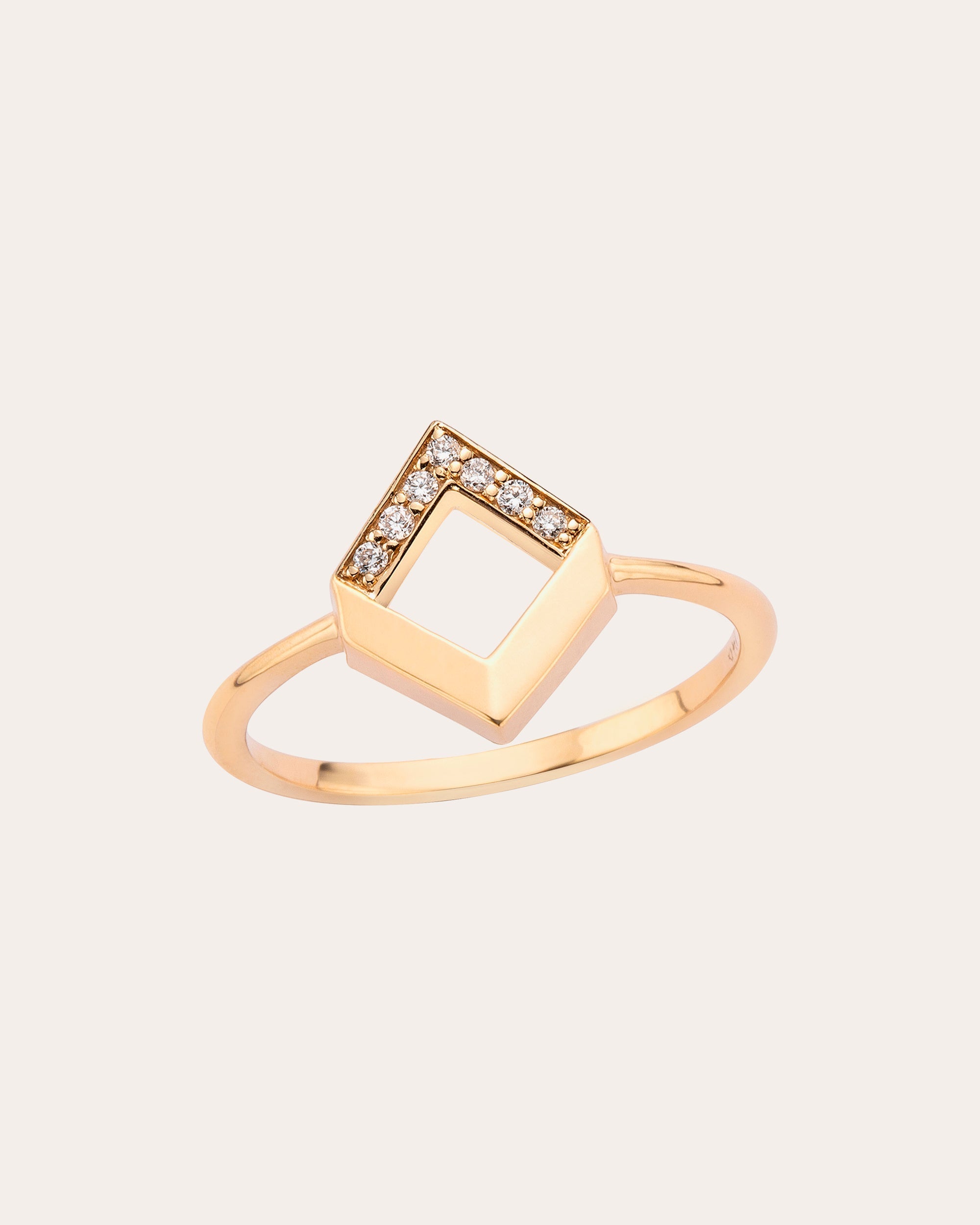 Chevron 14K Gold Diamond Ring