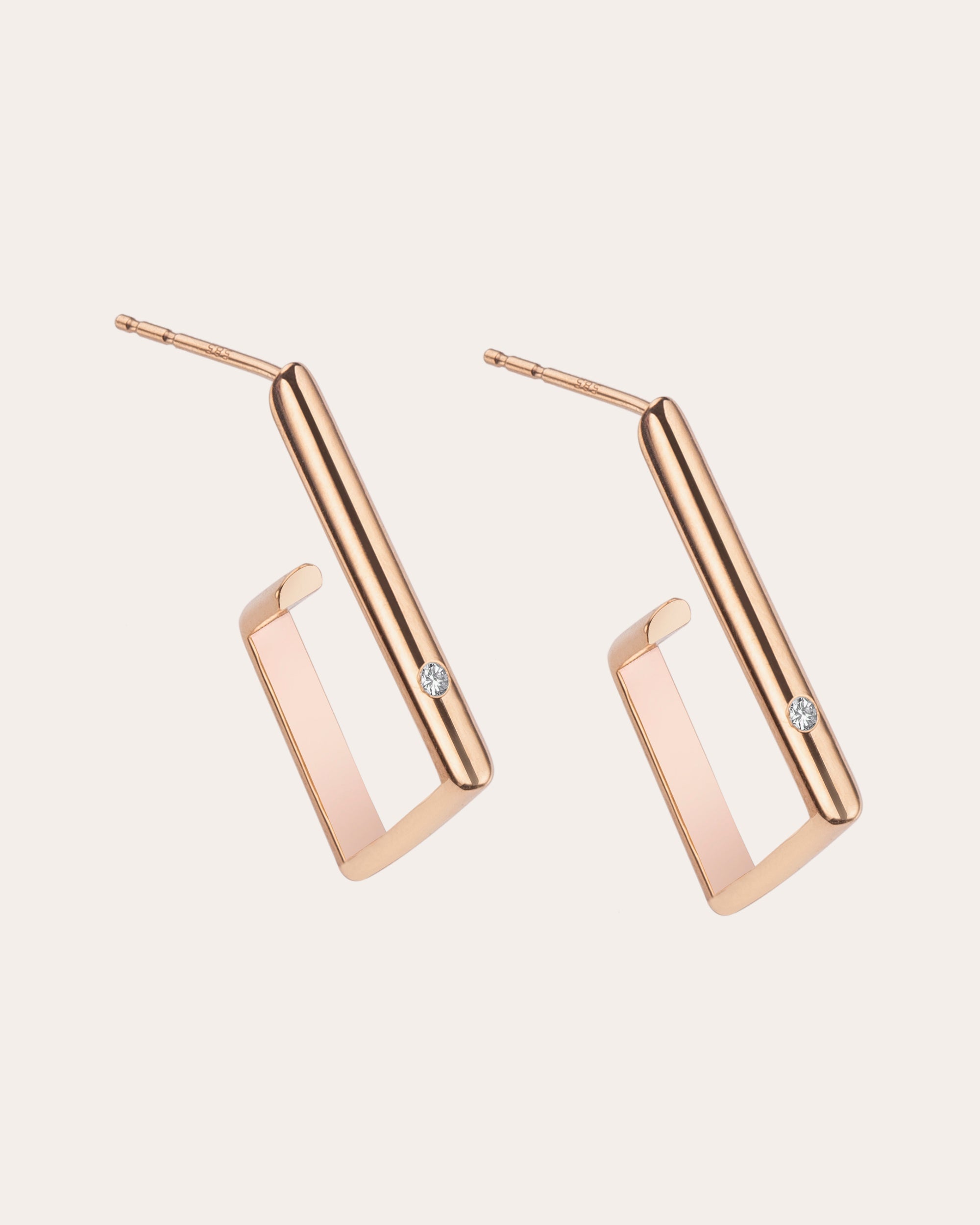 14K Gold Diamond Hoop Earrings