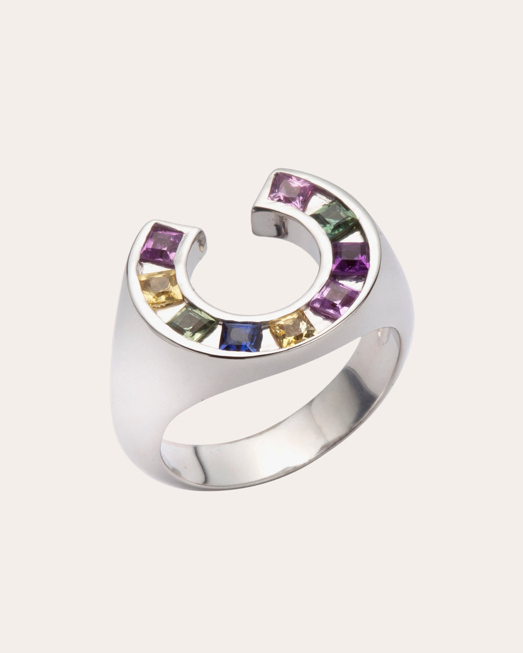 Sundial 14K Gold Rainbow Sapphire Ring