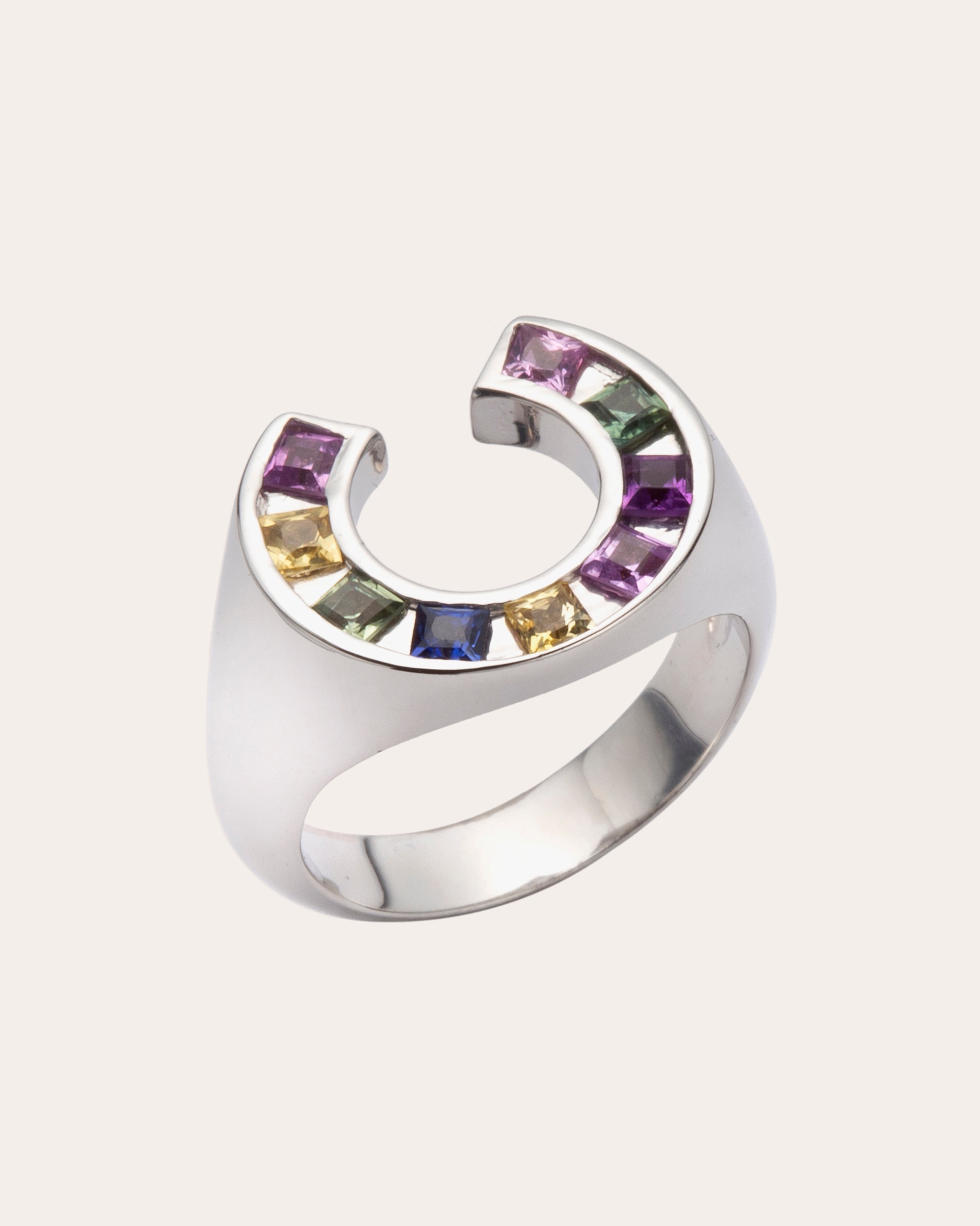 Sundial 14K Gold Rainbow Sapphire Ring