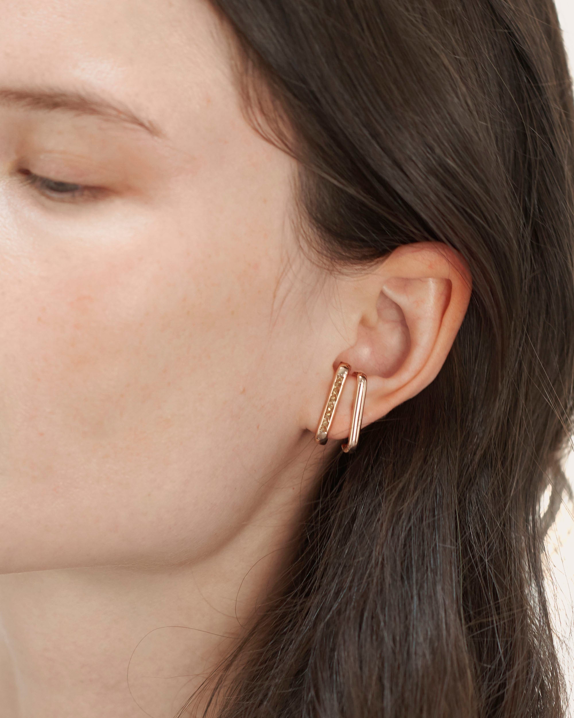Barre 14K Gold Tourmaline Ear Cuffs