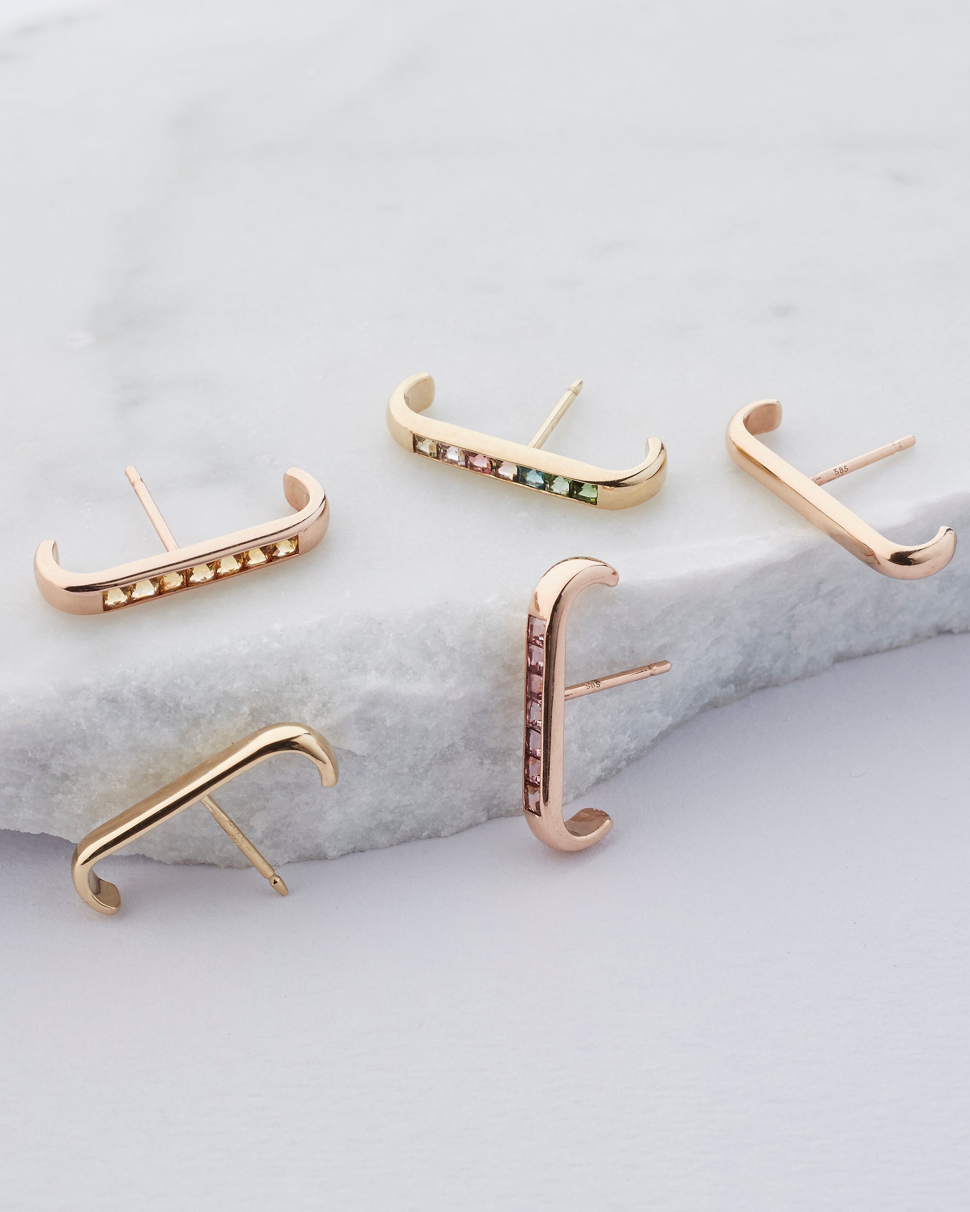 Barre 14K Gold Tourmaline Ear Cuffs