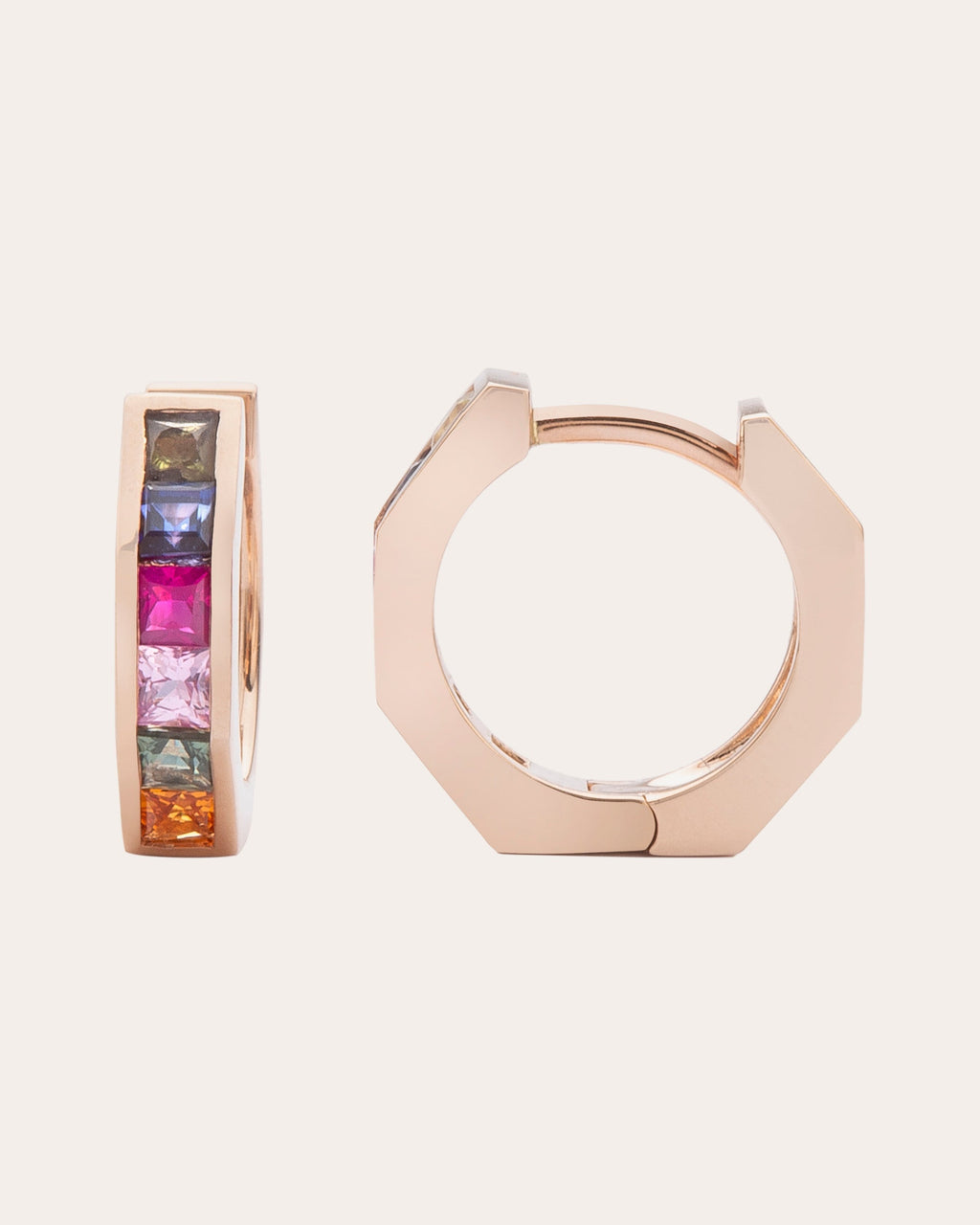 Mini Otto 14K Gold Rainbow Sapphire Hoop Earrings
