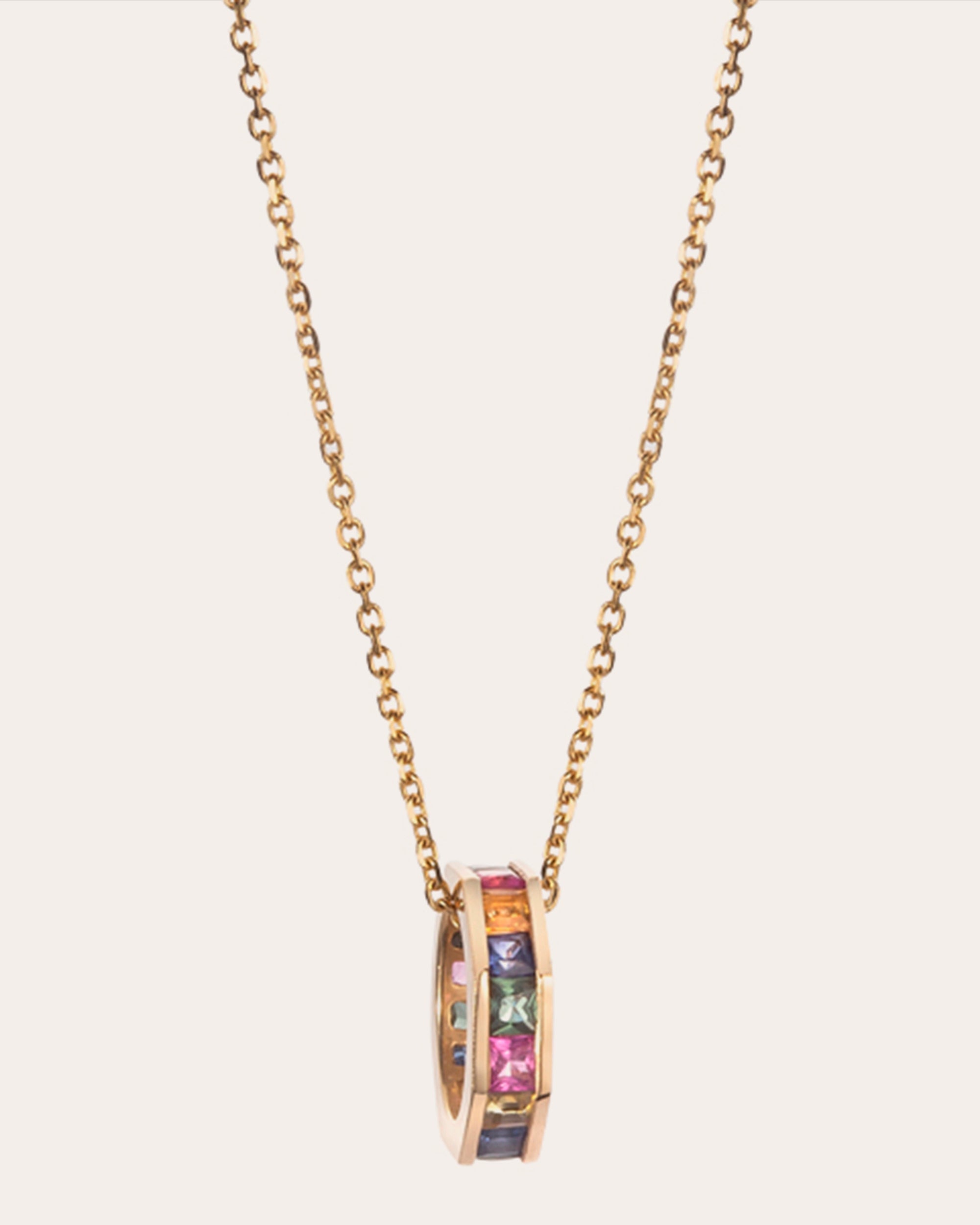 Otto 14K Gold Rainbow Sapphire Pendant Necklace