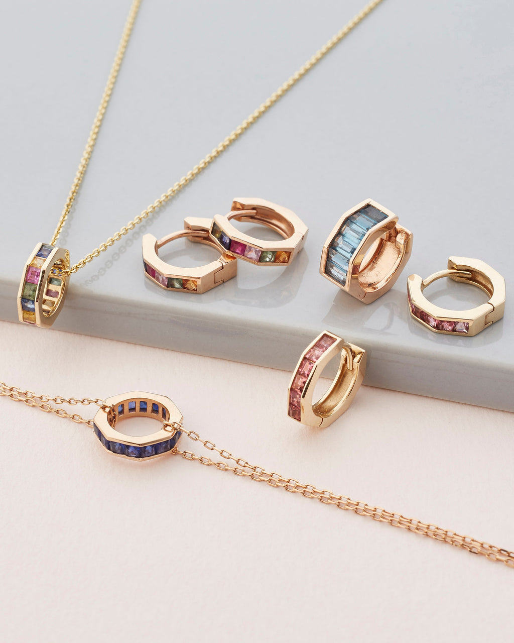Otto 14K Gold Rainbow Sapphire Pendant Necklace