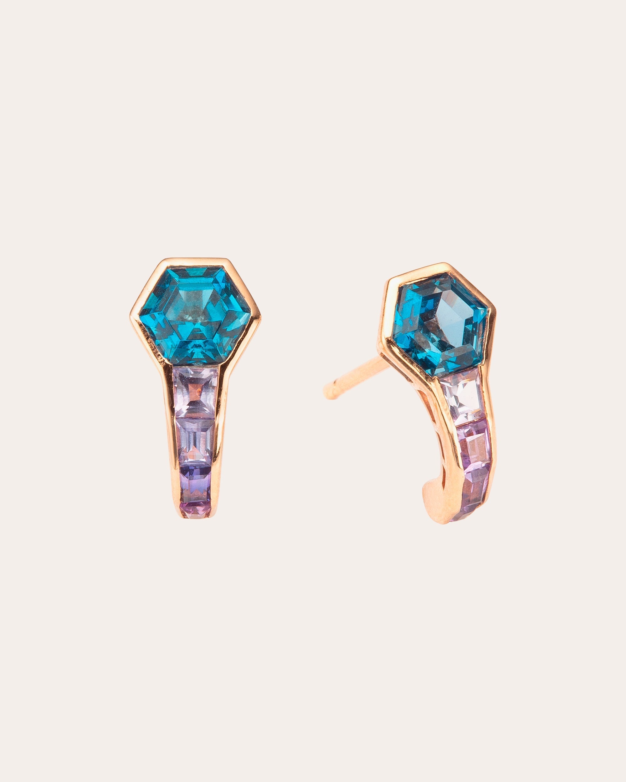 Pod 14K Gold Topaz and Sapphire Earrings