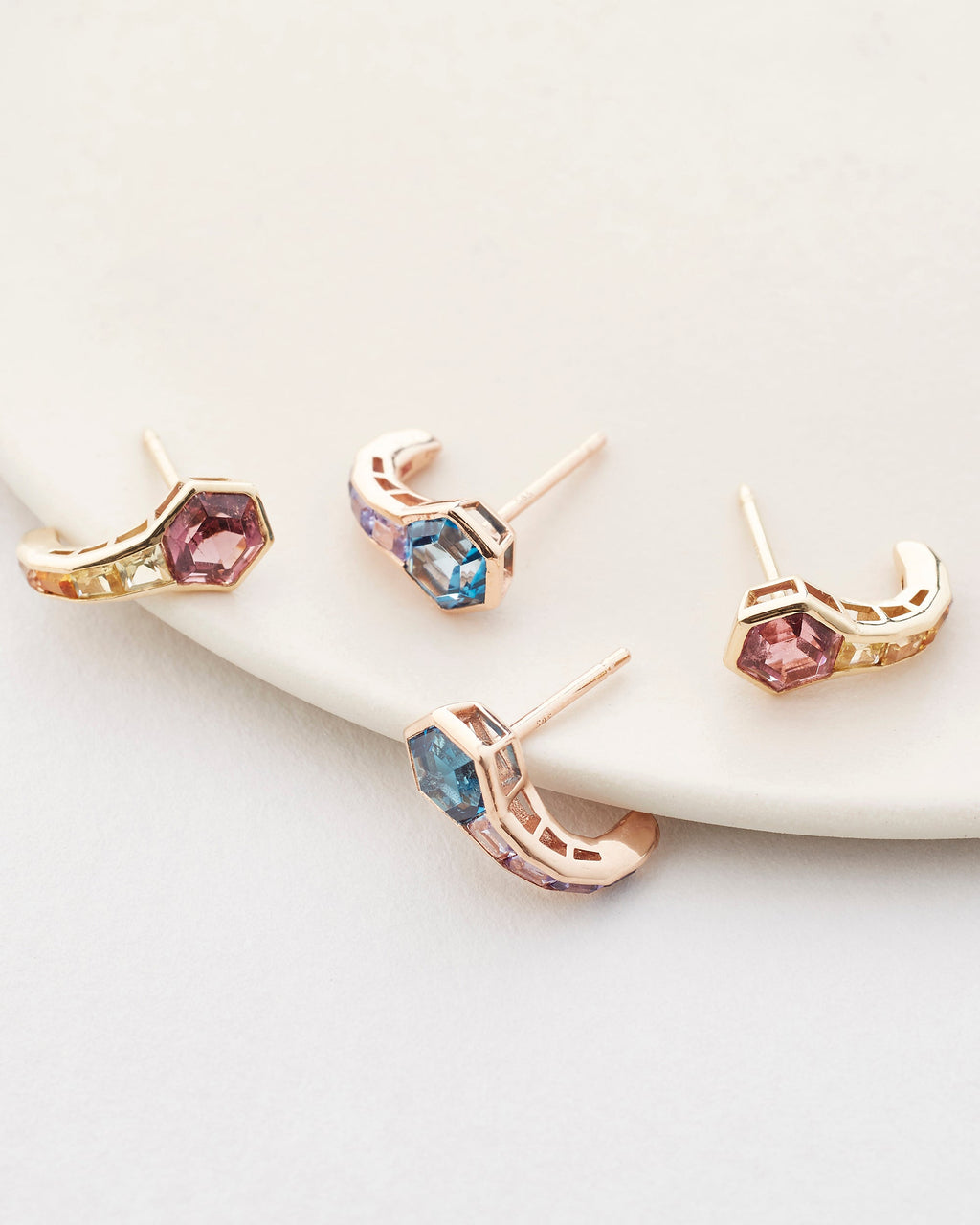 Pod 14K Gold Topaz and Sapphire Earrings