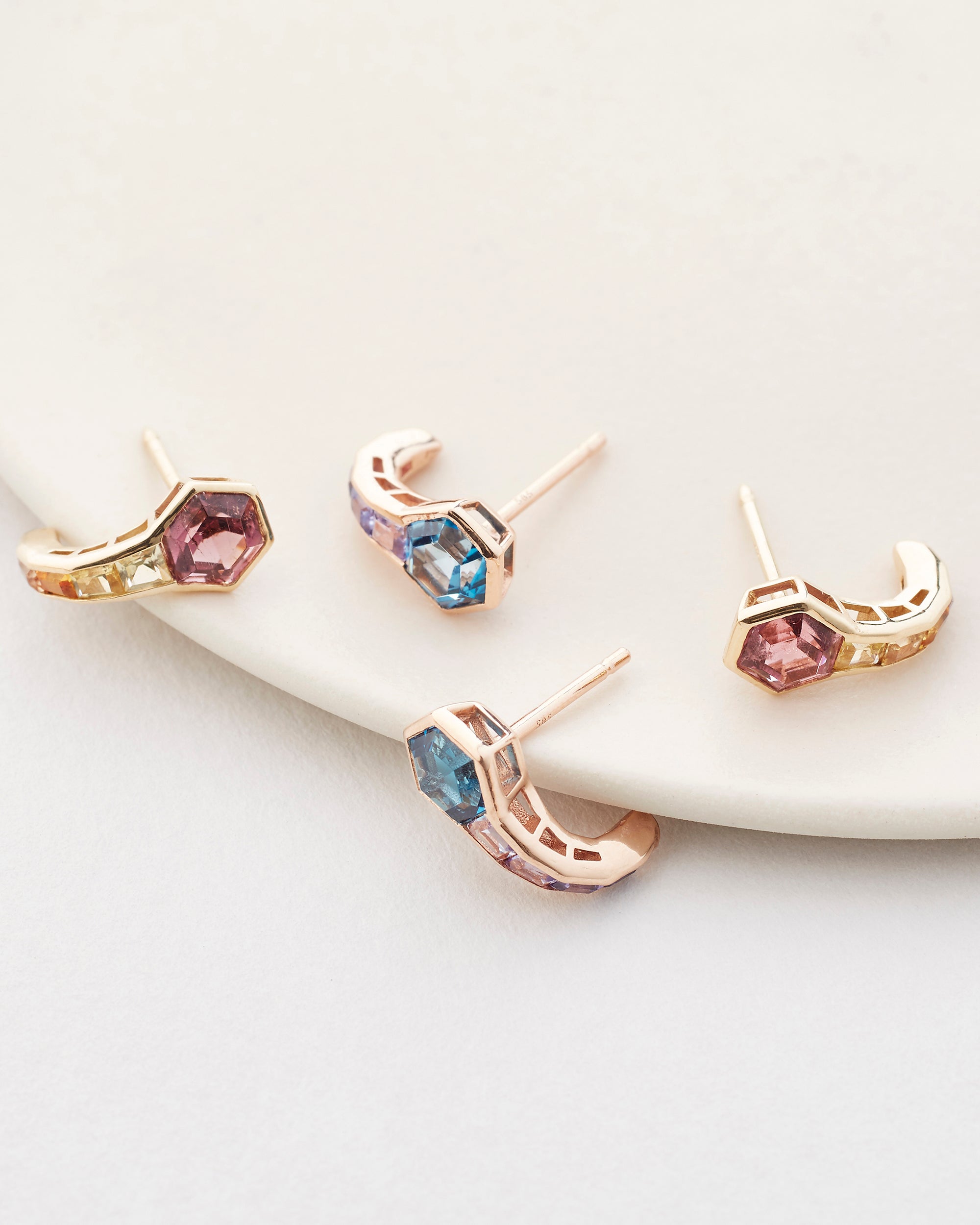 Pod 14K Gold Topaz and Sapphire Earrings
