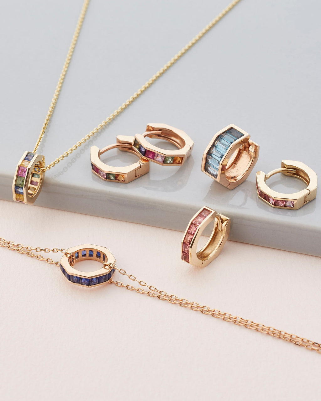 Mini Otto 14K Gold Topaz Hoop Earrings