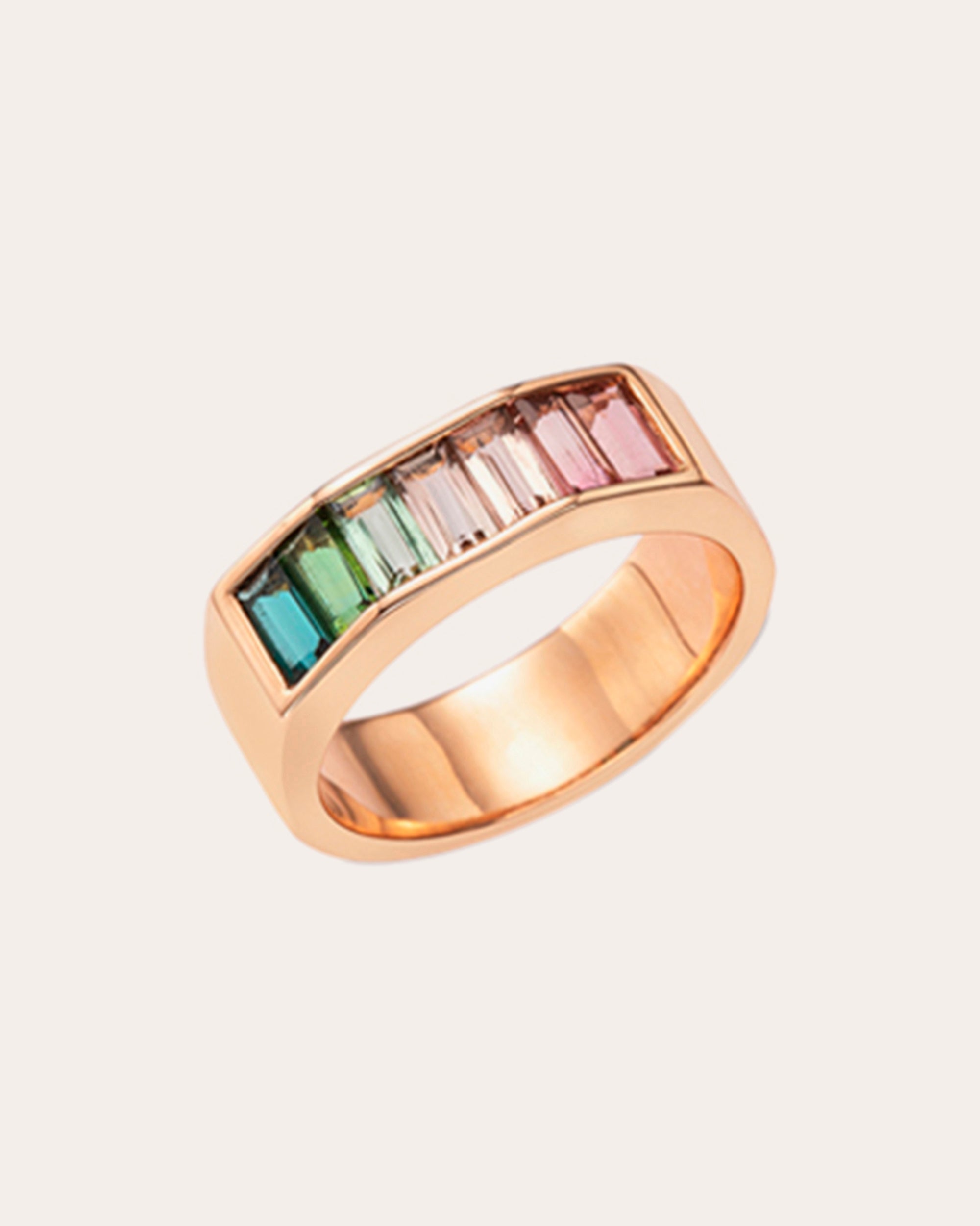 Otto 14K Gold Rainbow Tourmaline Pinky Ring